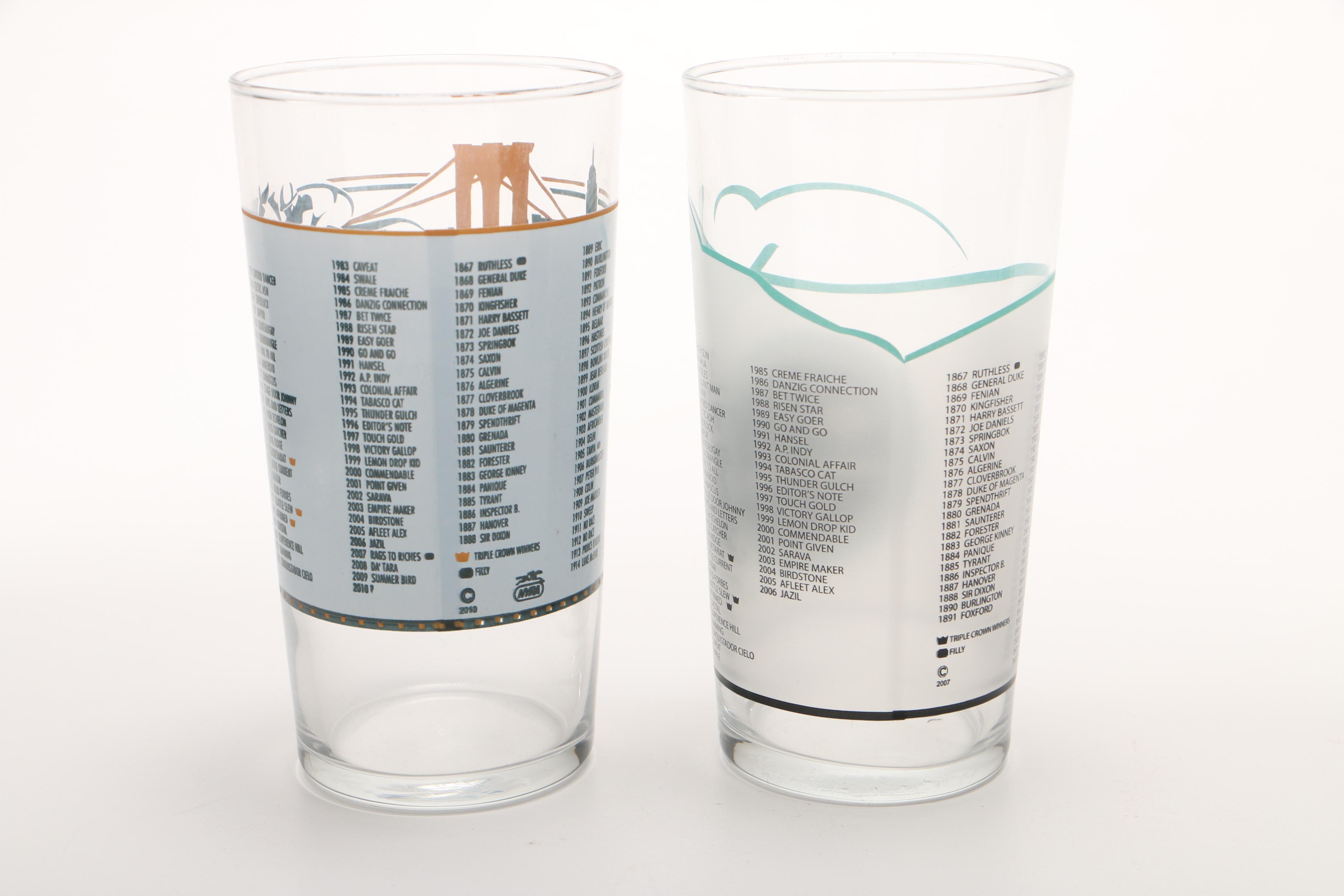2000s Belmont Stakes Collectible Glasses