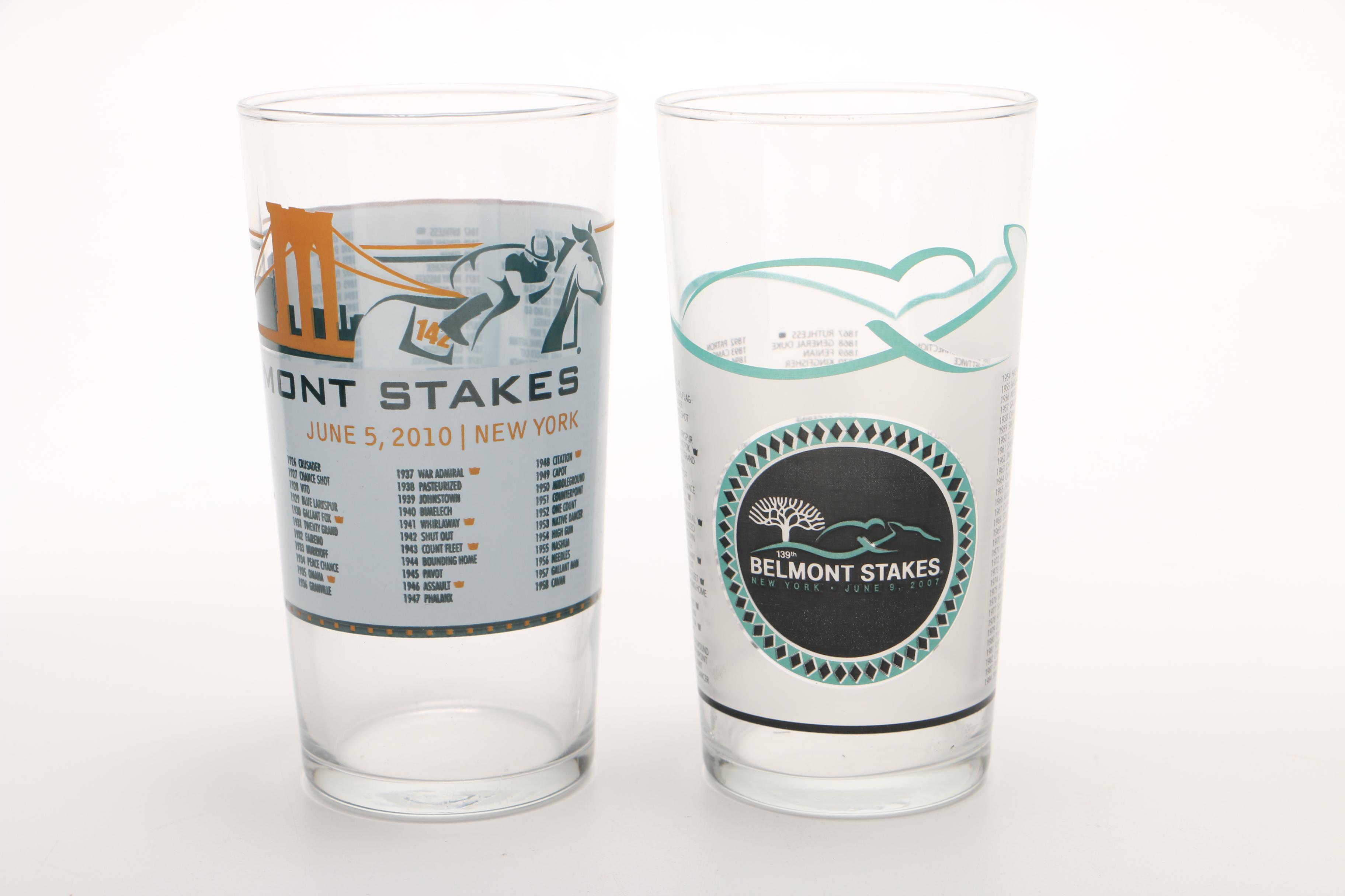 2000s Belmont Stakes Collectible Glasses