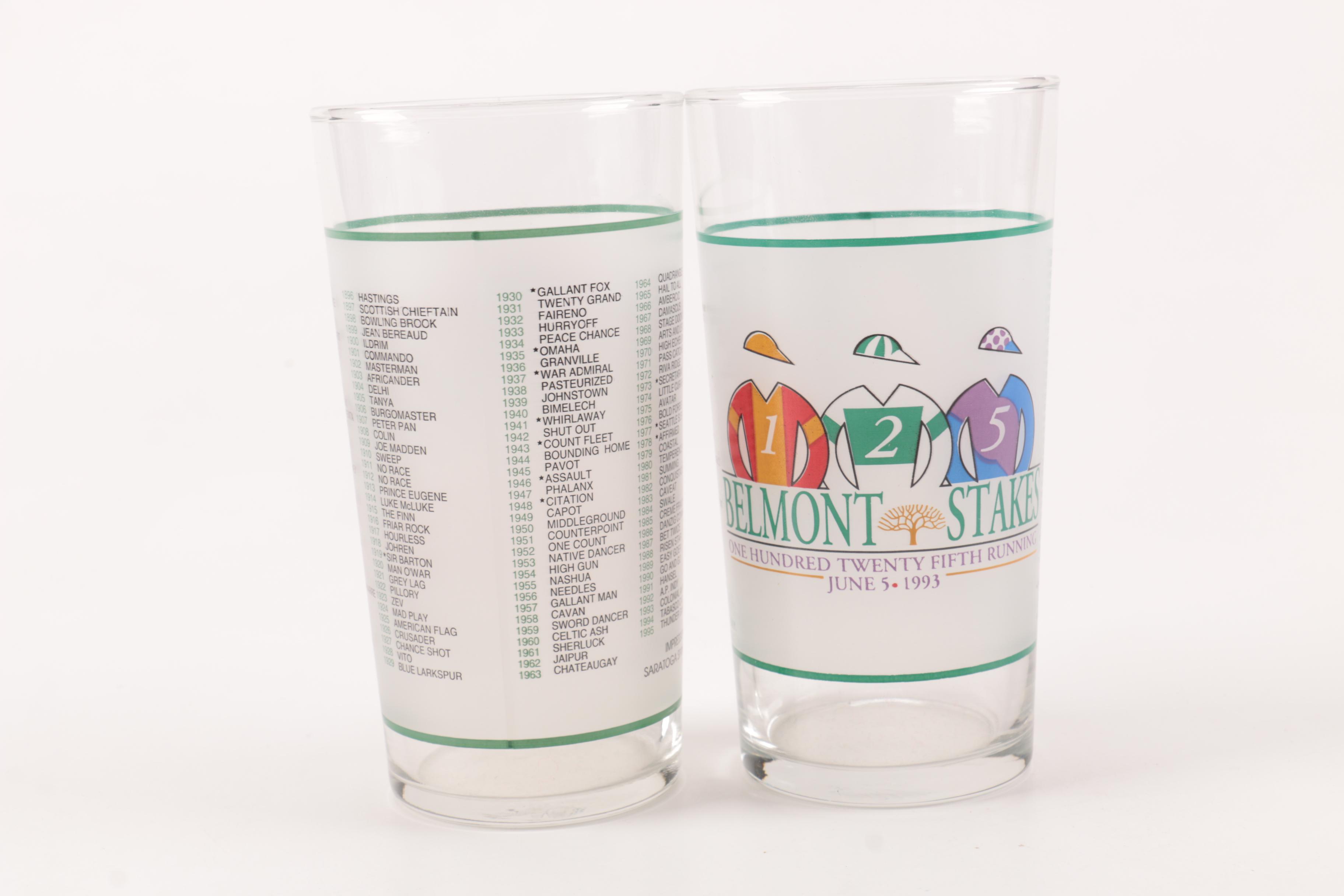 90s Belmont Stakes Collectible Glasses