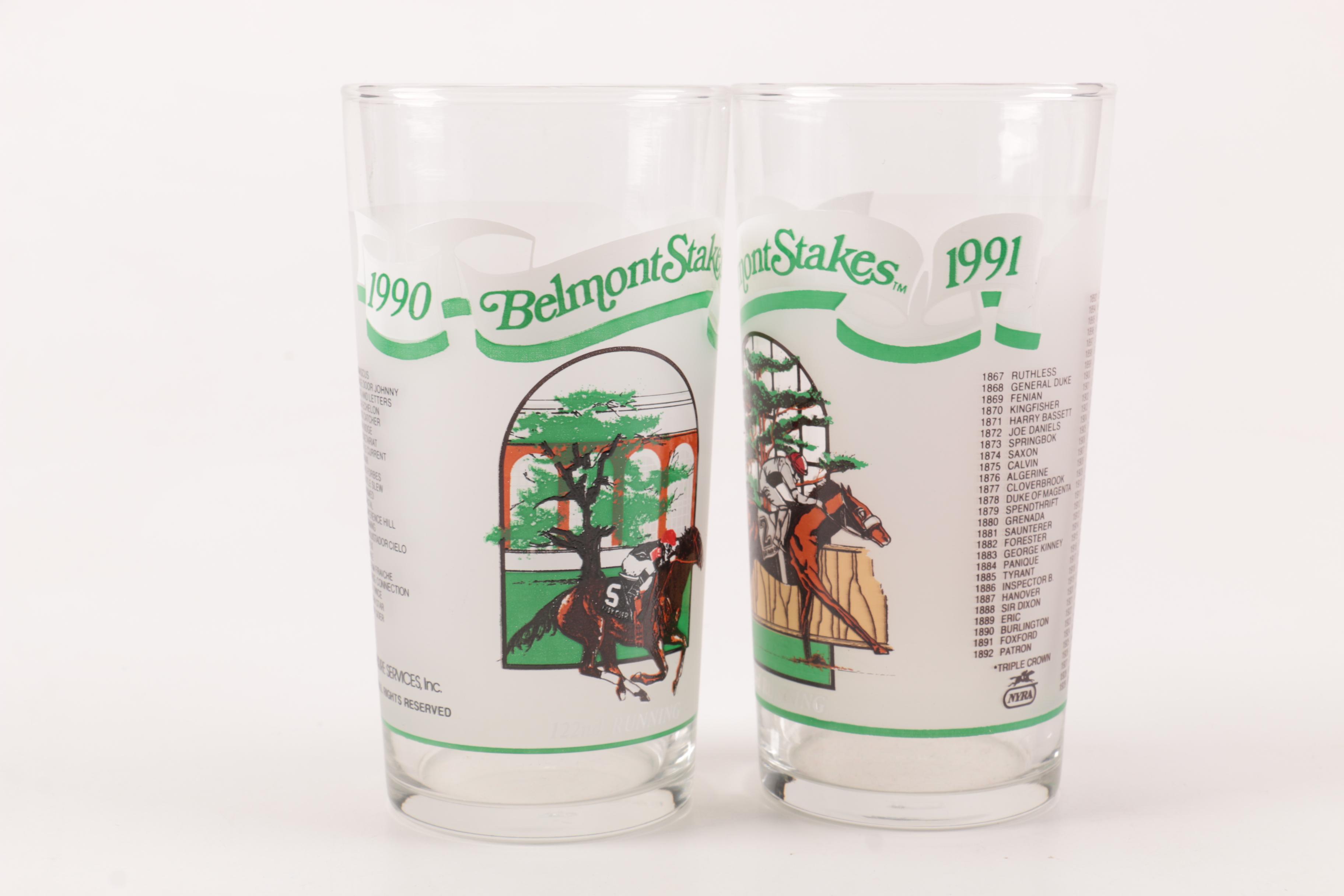 90s Belmont Stakes Collectible Glasses