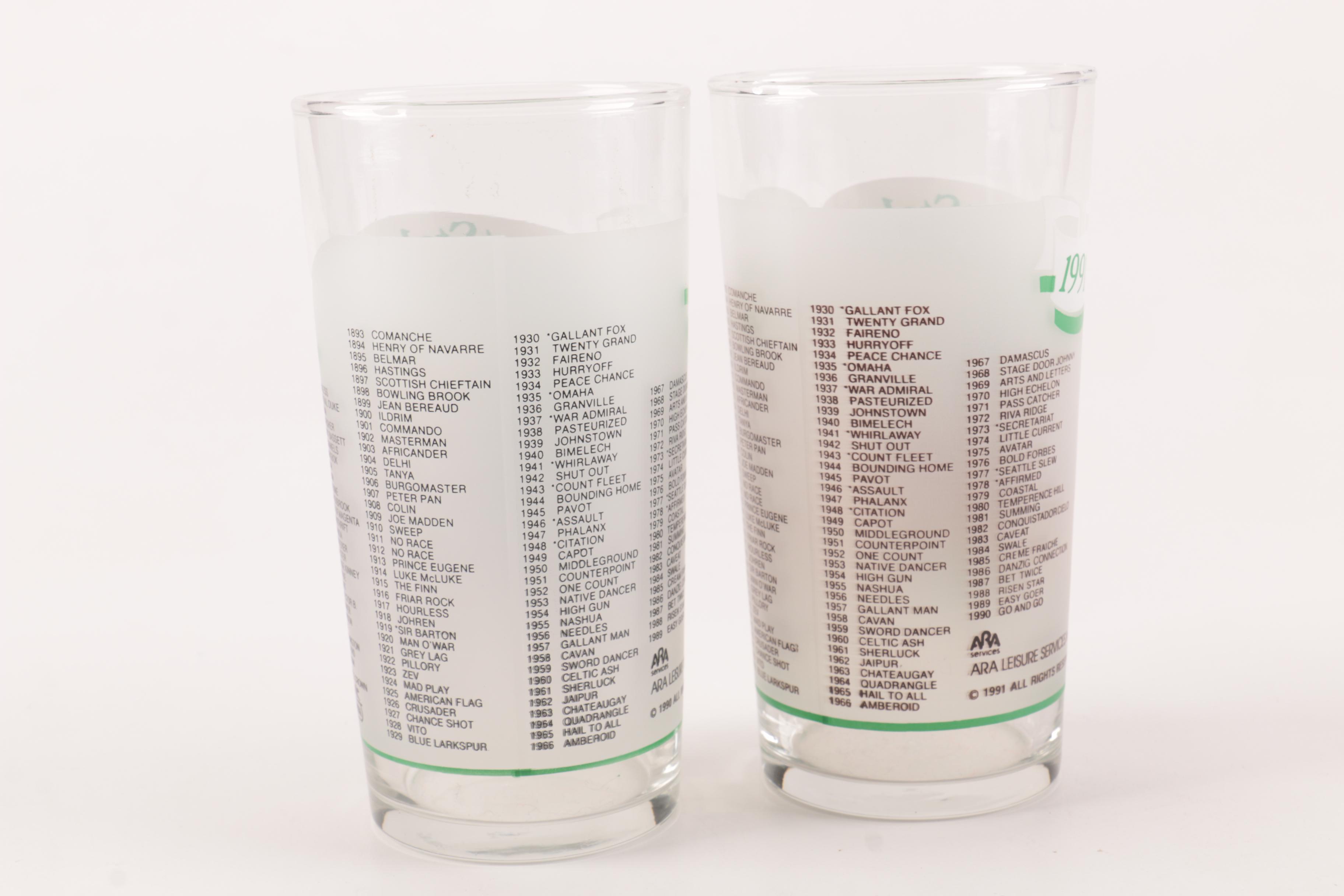 90s Belmont Stakes Collectible Glasses