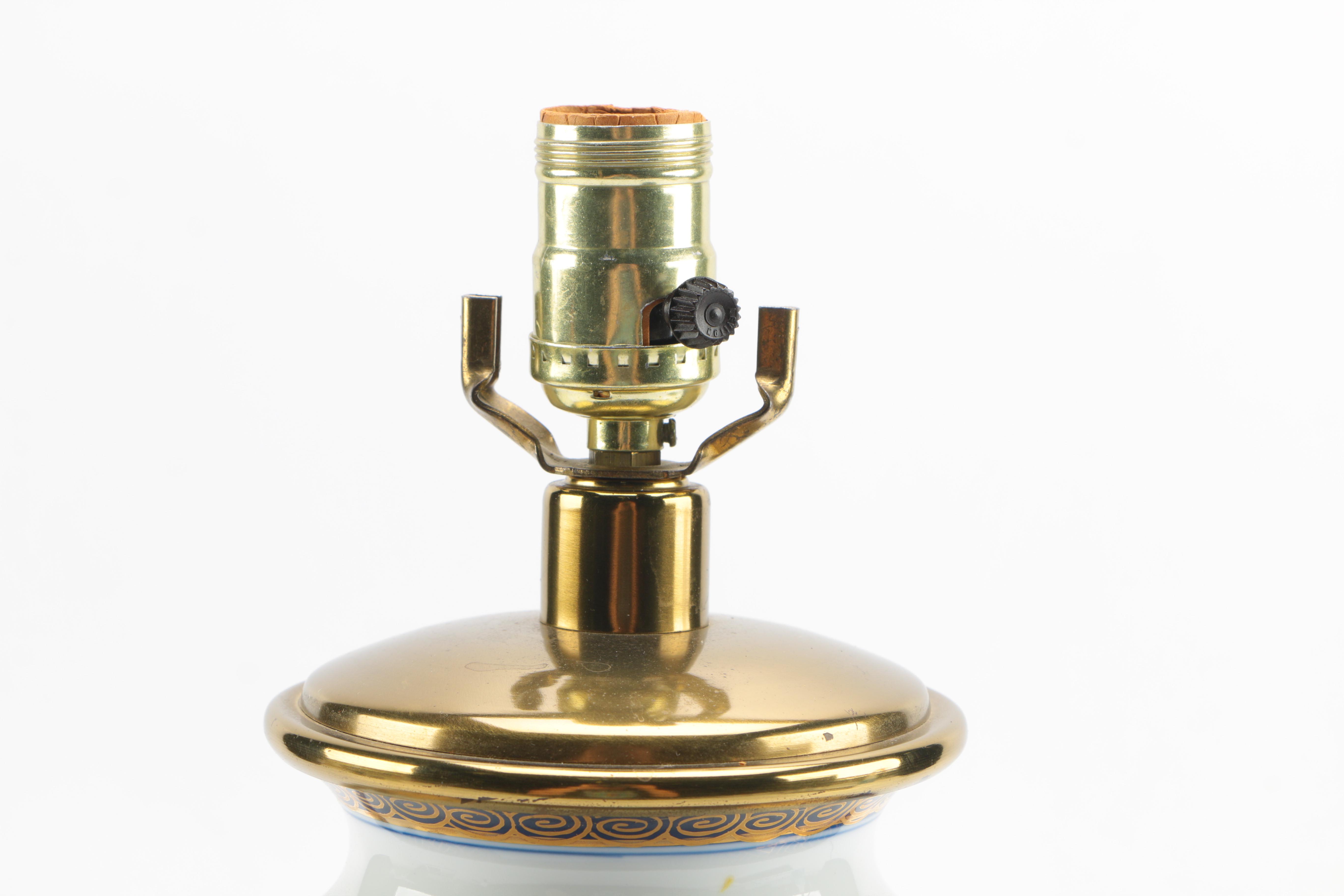 Colorful Porcelain Table Lamp With Pleated Shade