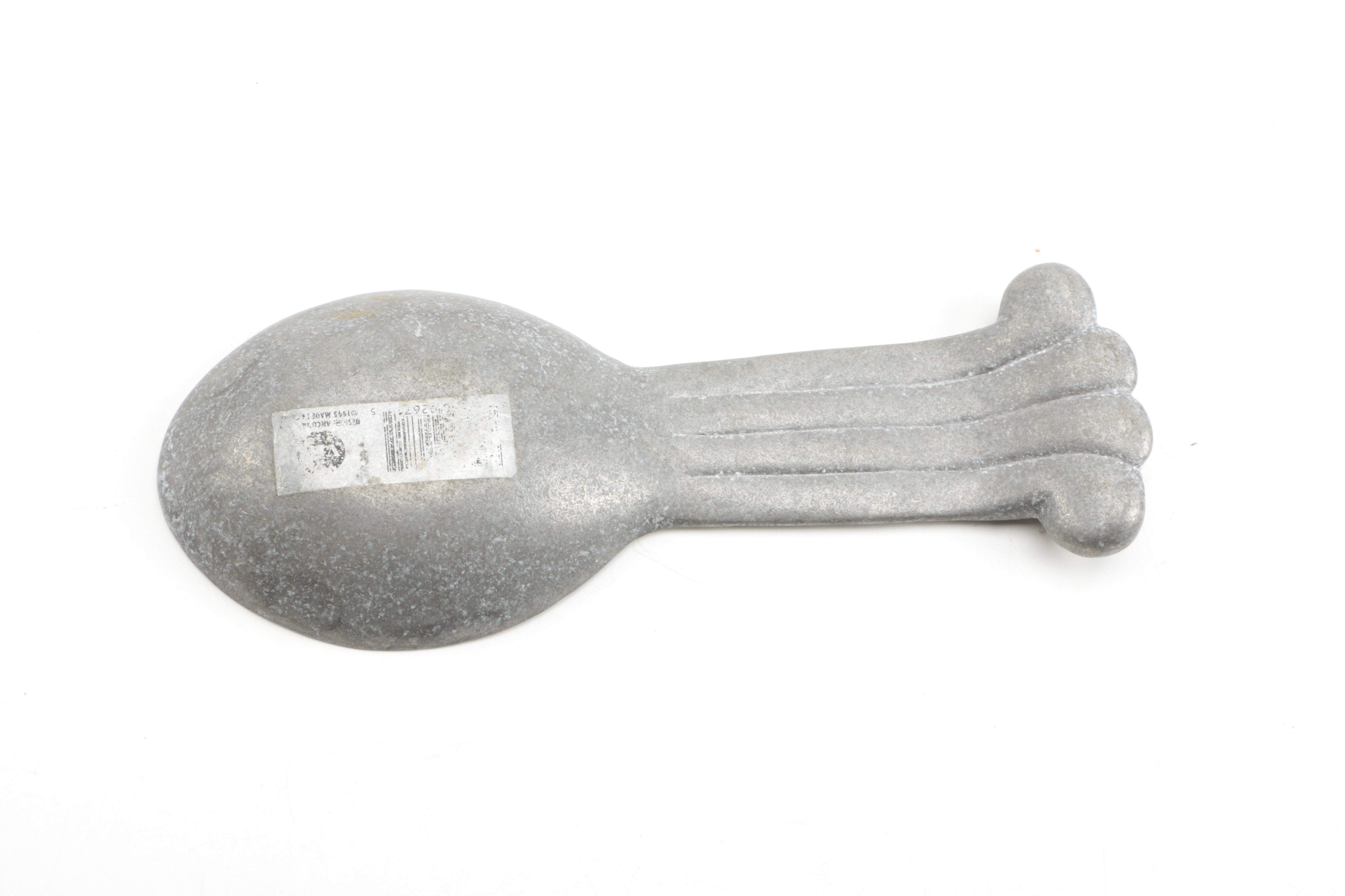Stainless Steel Serving Pieces and Metal Spoon Rest