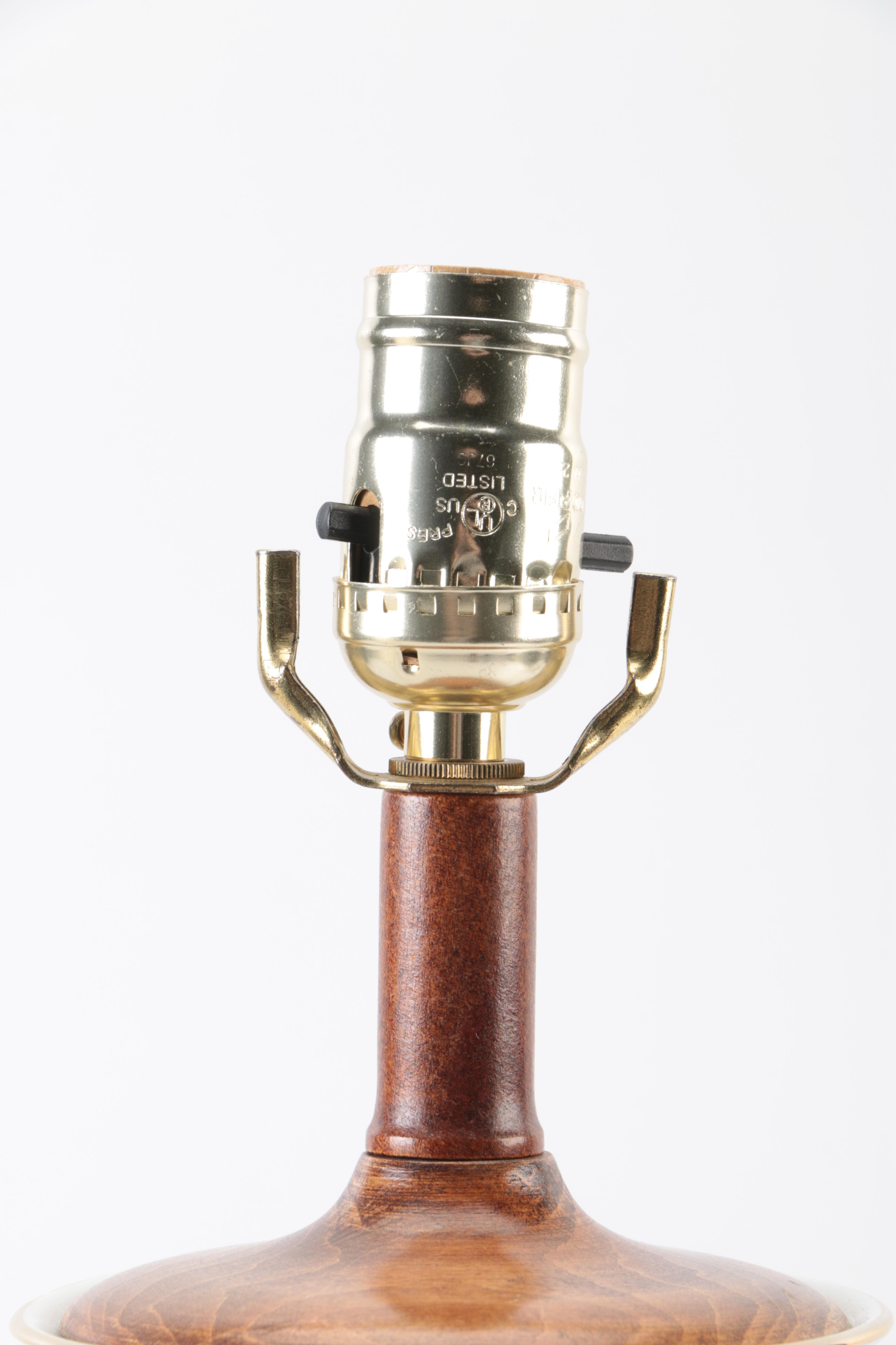 Japanese Porcelain Table Lamp with Wooden Base