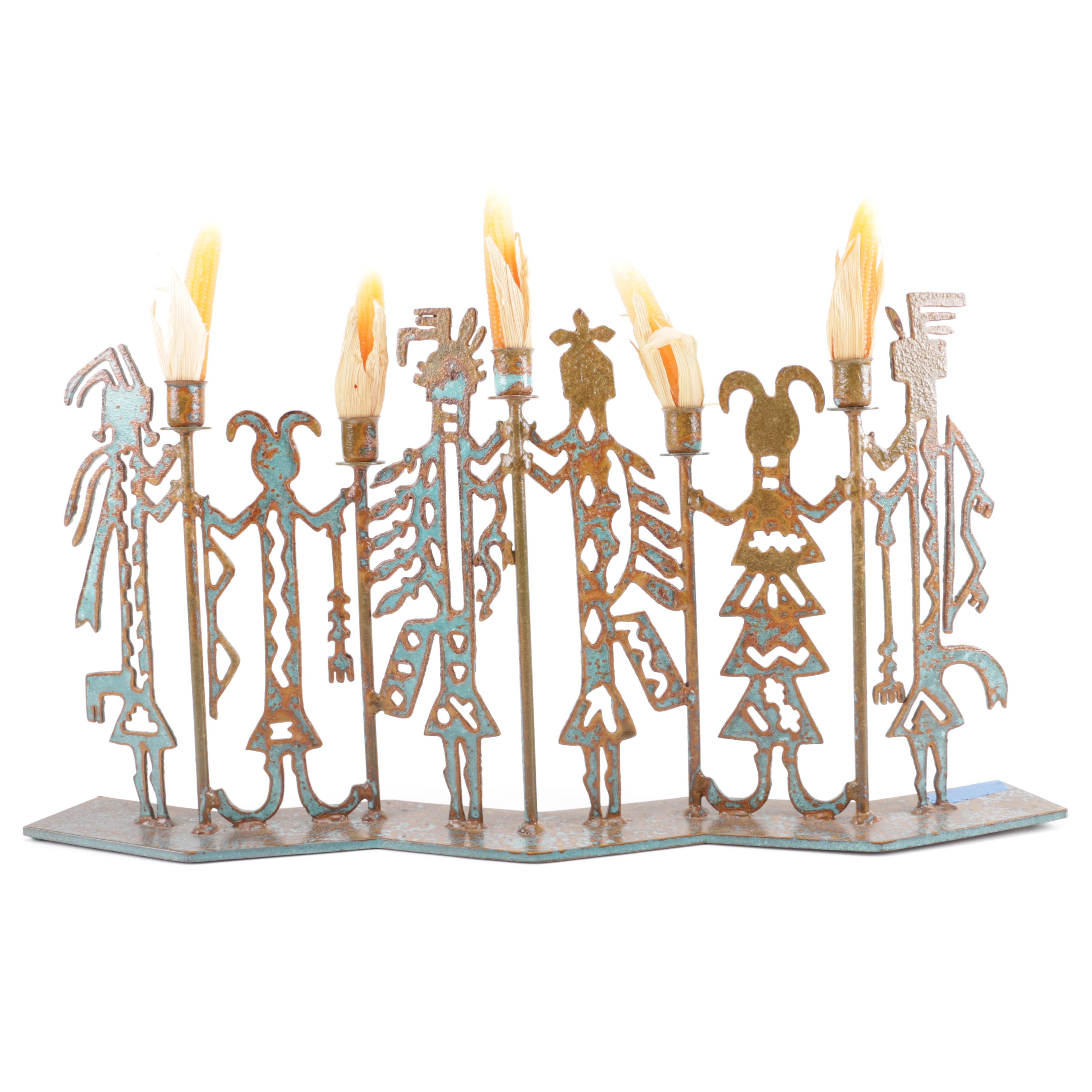 Navajo-Inspired Yei Motif Candelabrum