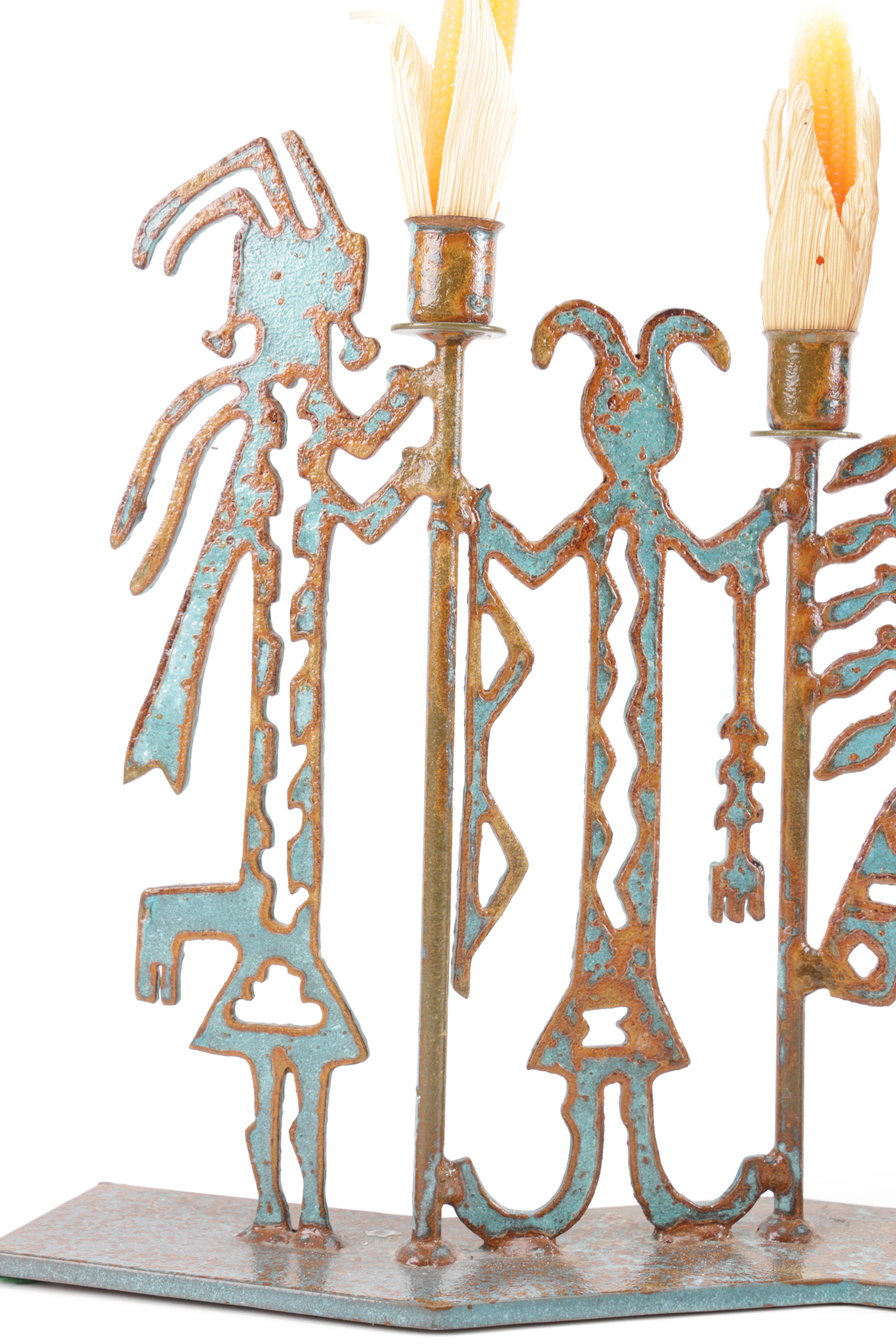 Navajo-Inspired Yei Motif Candelabrum