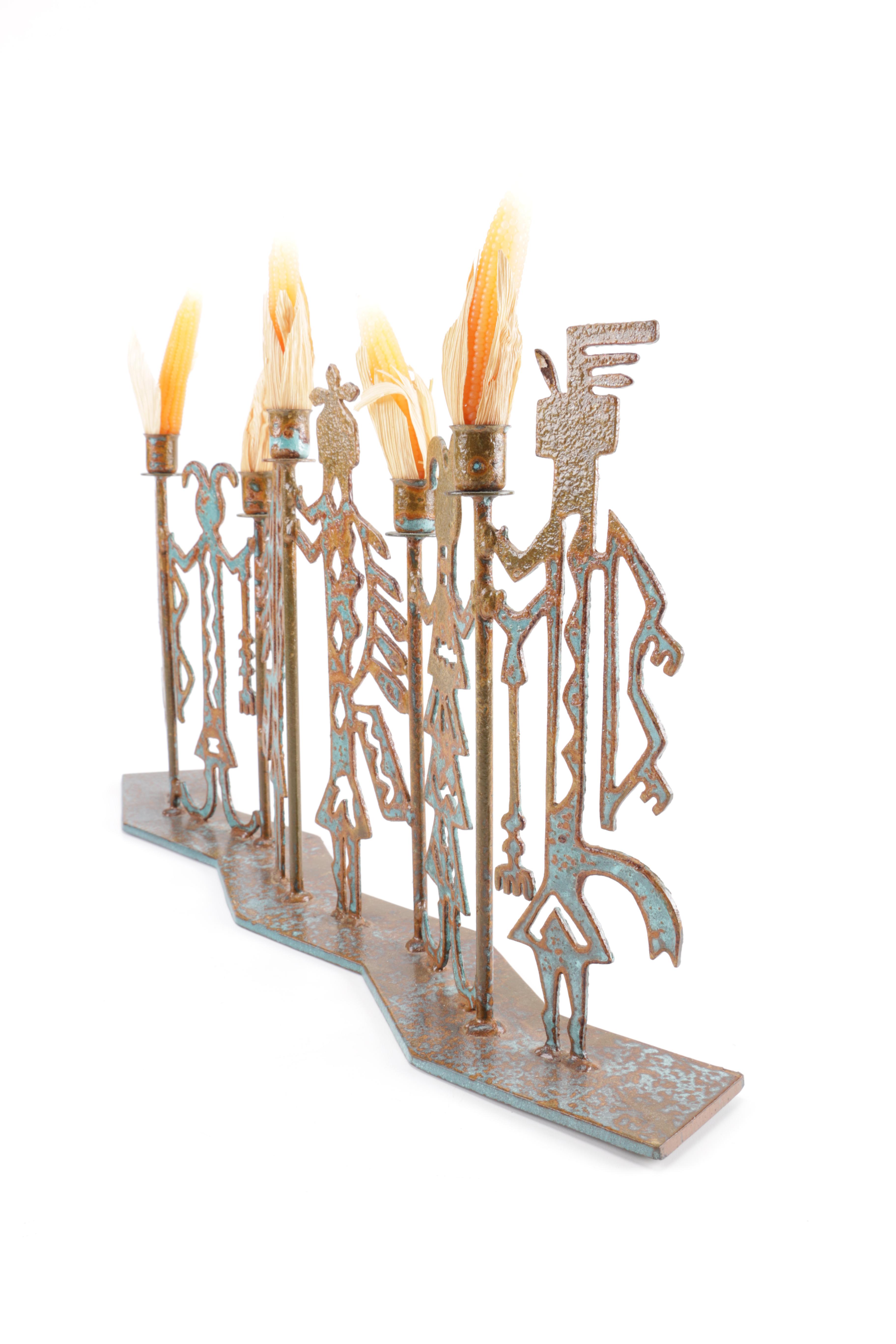 Navajo-Inspired Yei Motif Candelabrum
