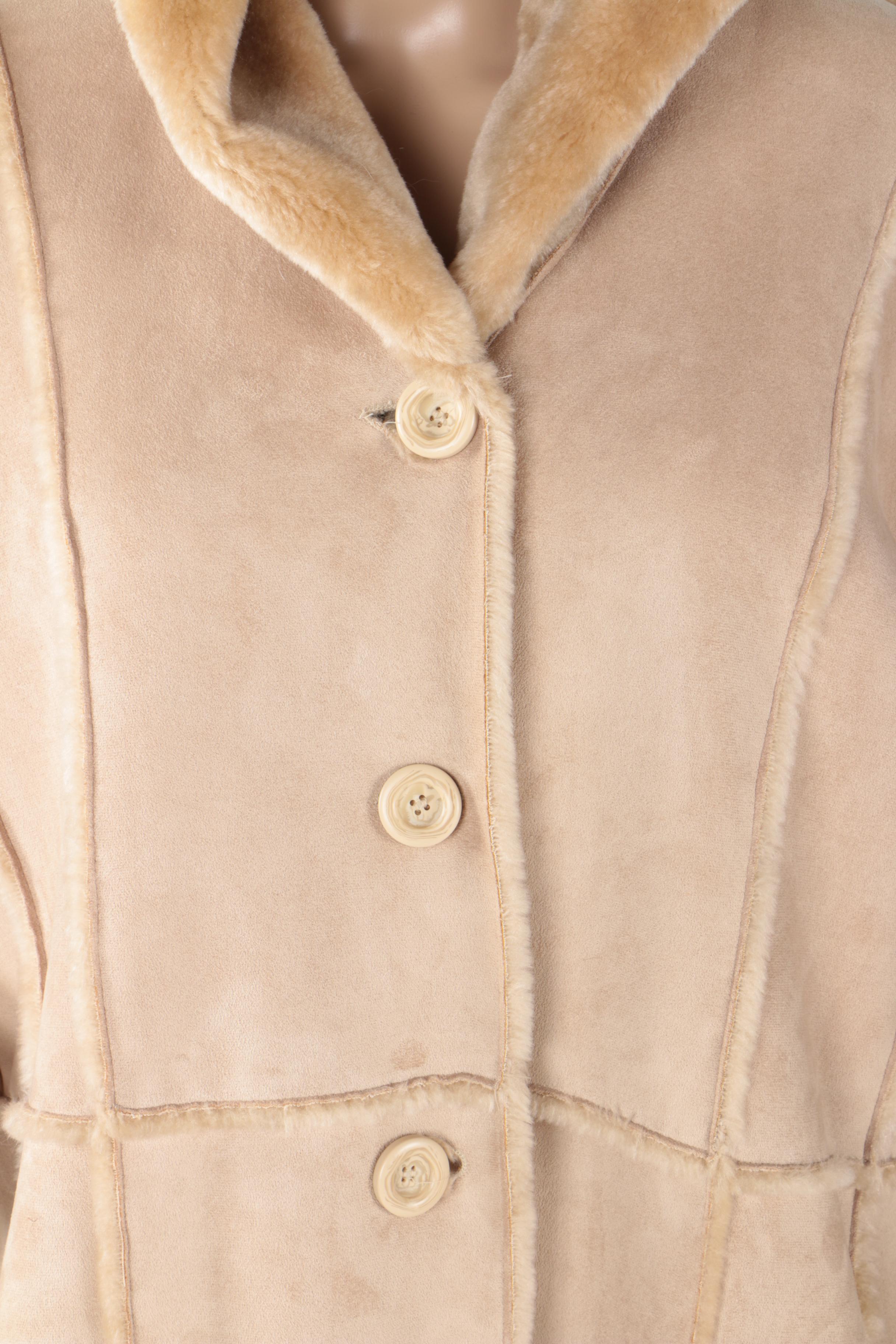 Danny Robert's Faux Fur and Faux Suede Full Length Coat With Hood