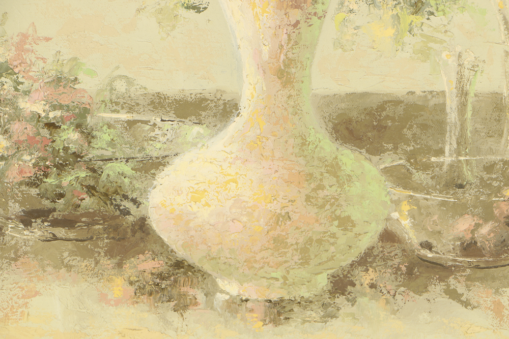 Peter Schofield Oil Painting on Canvas "Floral and Fruit Still Life"