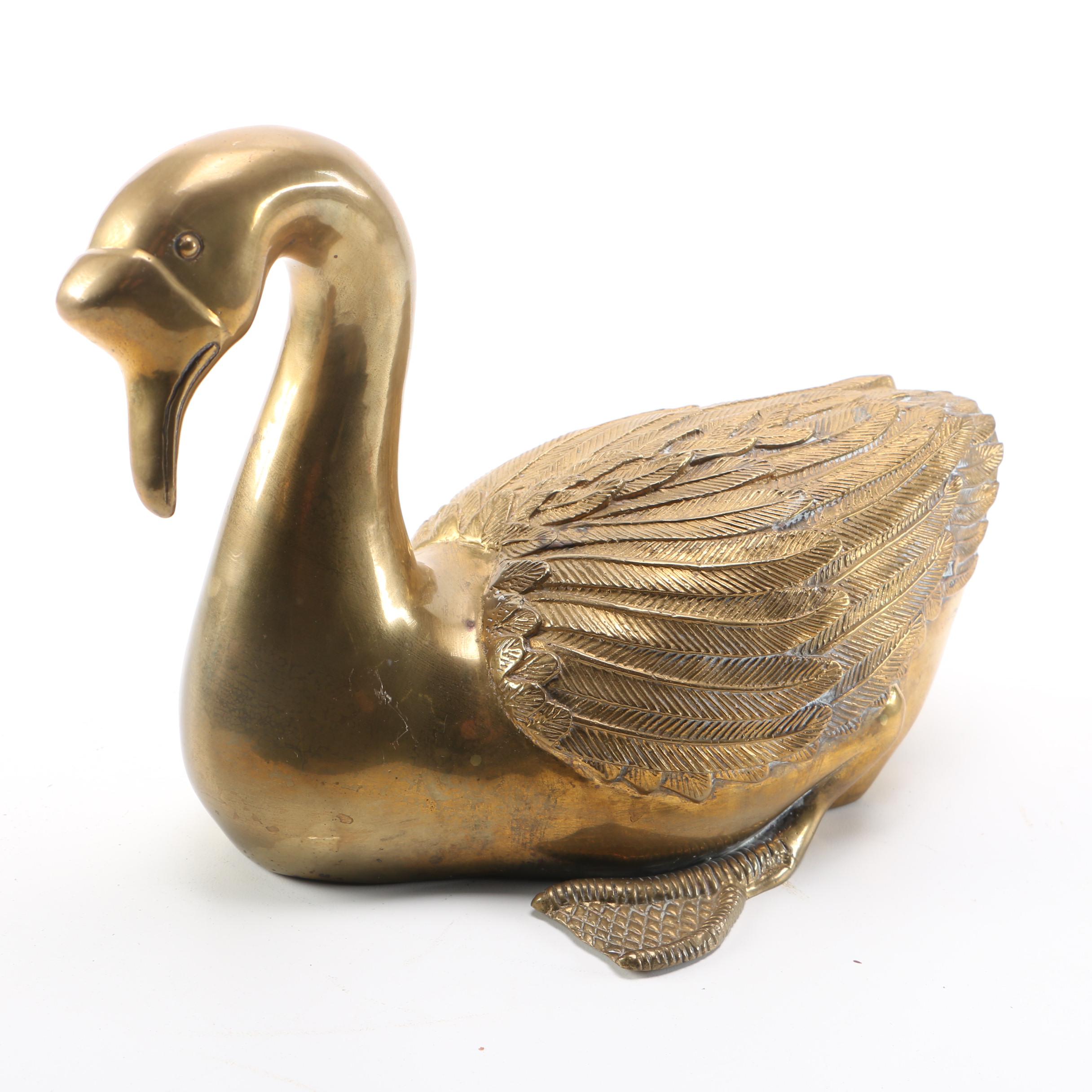 Brass Swan Sculpture