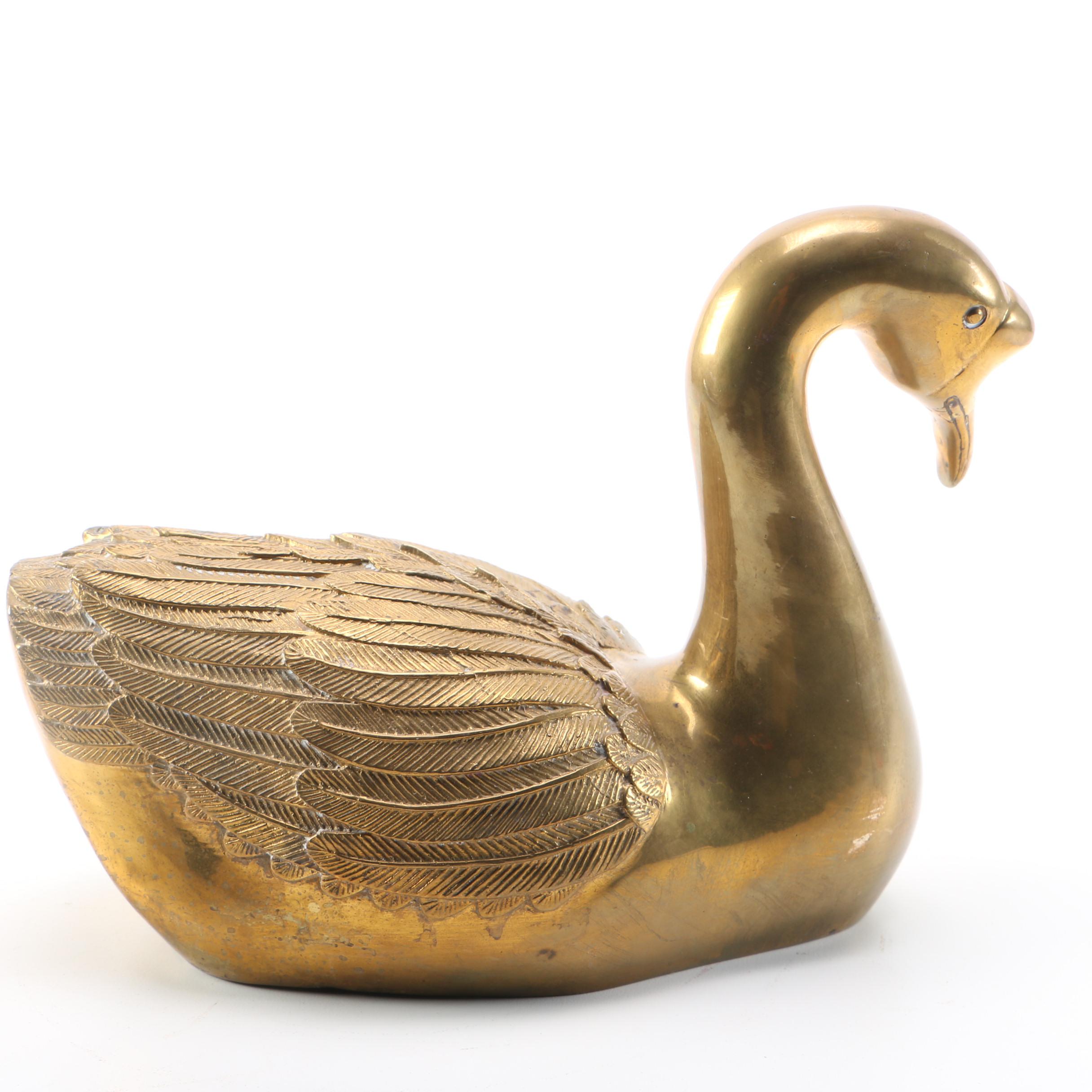 Brass Swan Sculpture