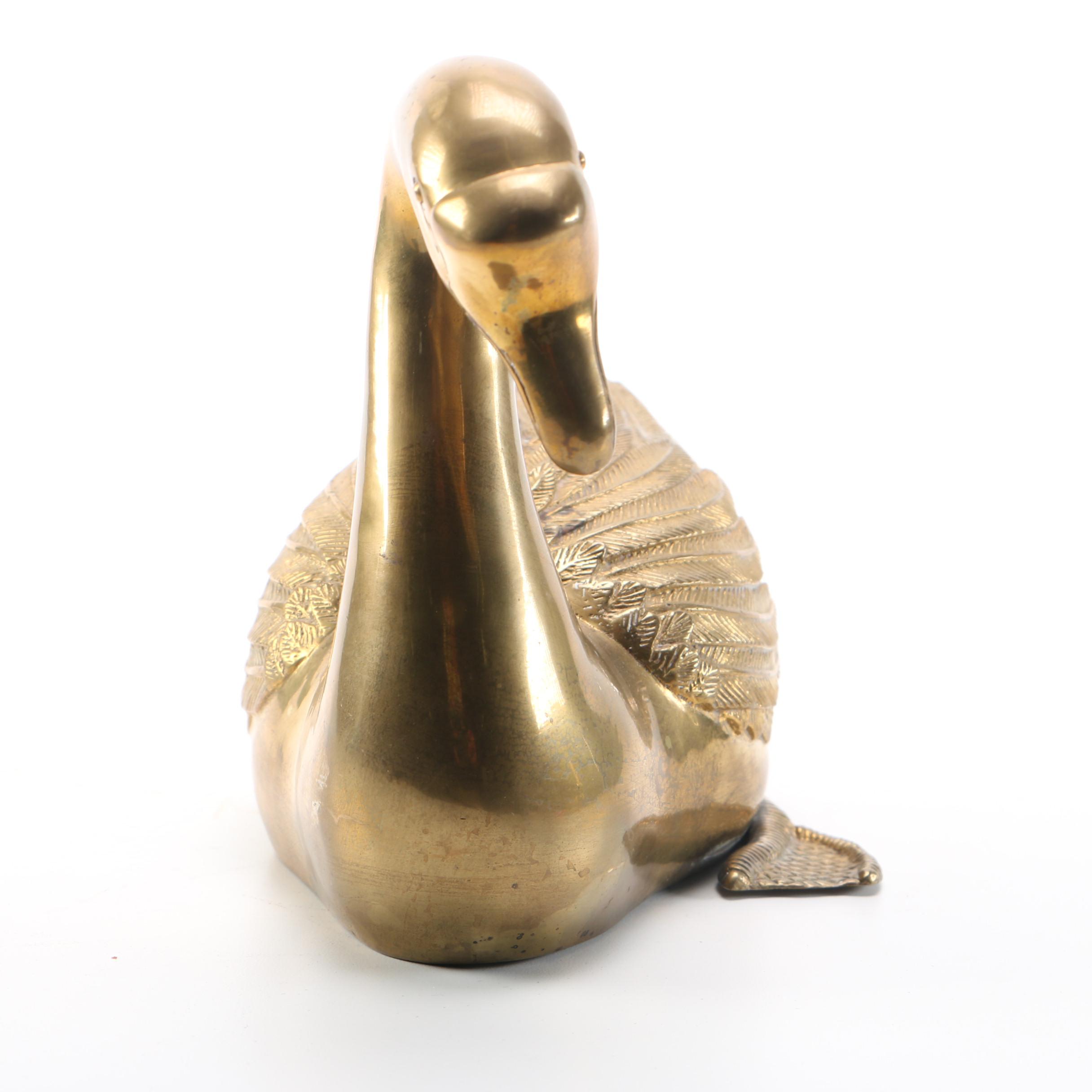 Brass Swan Sculpture