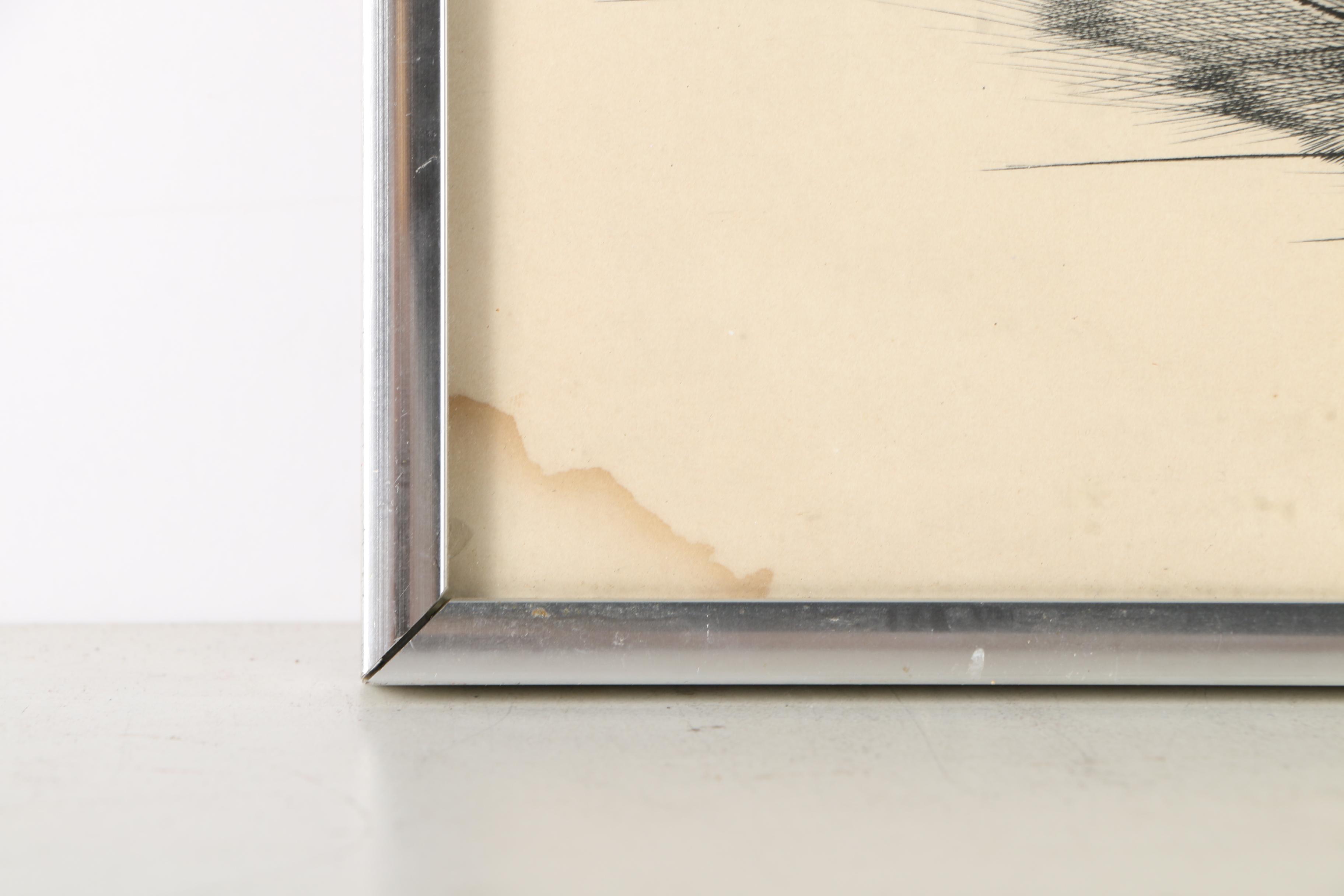 Engraving on Paper of Figure With Fan