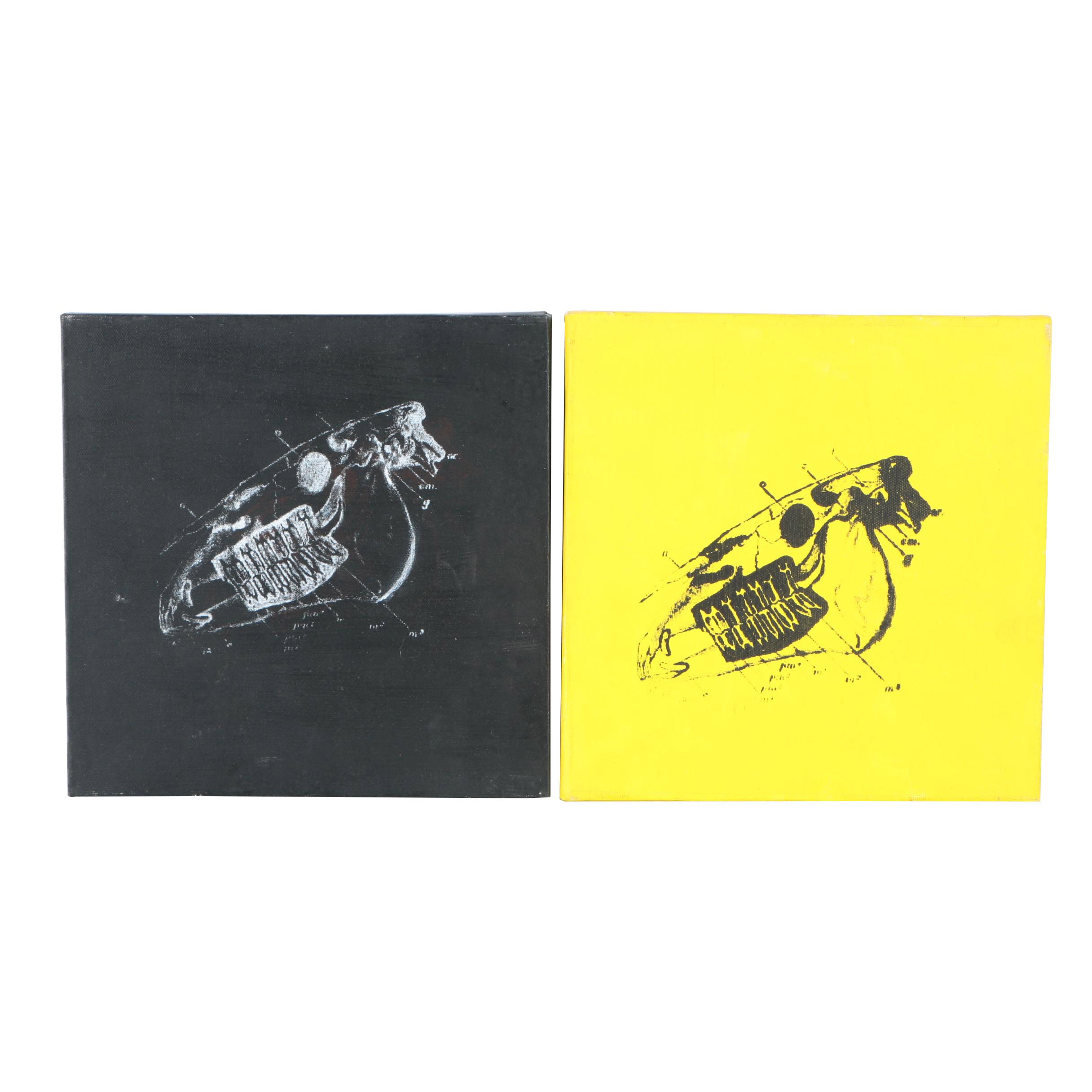 Serigraphs On Canvas Of An Animal Jaw Bone