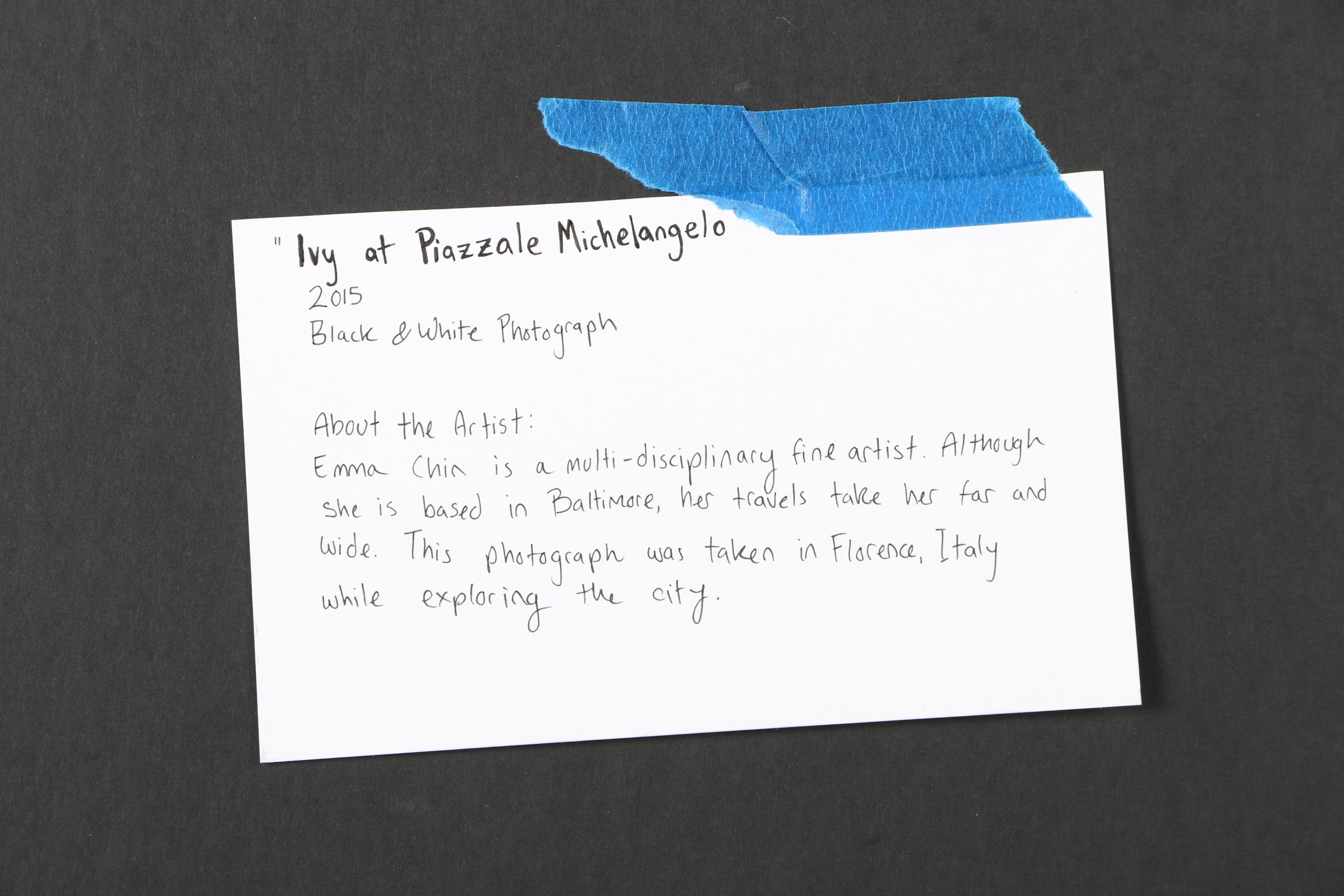 Emma Chin Digital Print of a Black and White Photograph "Ivy at Piazzale Michelangelo"