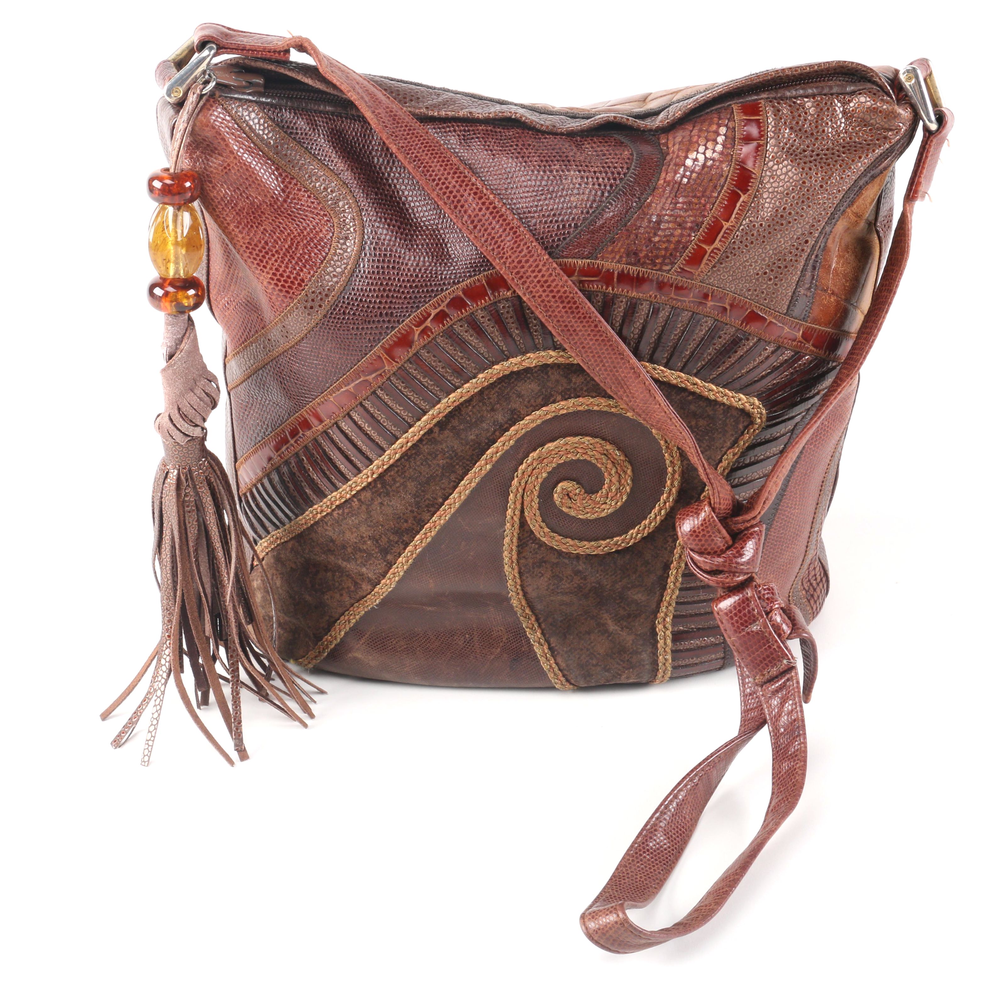 Sharif Embossed Leather Shoulder Bag