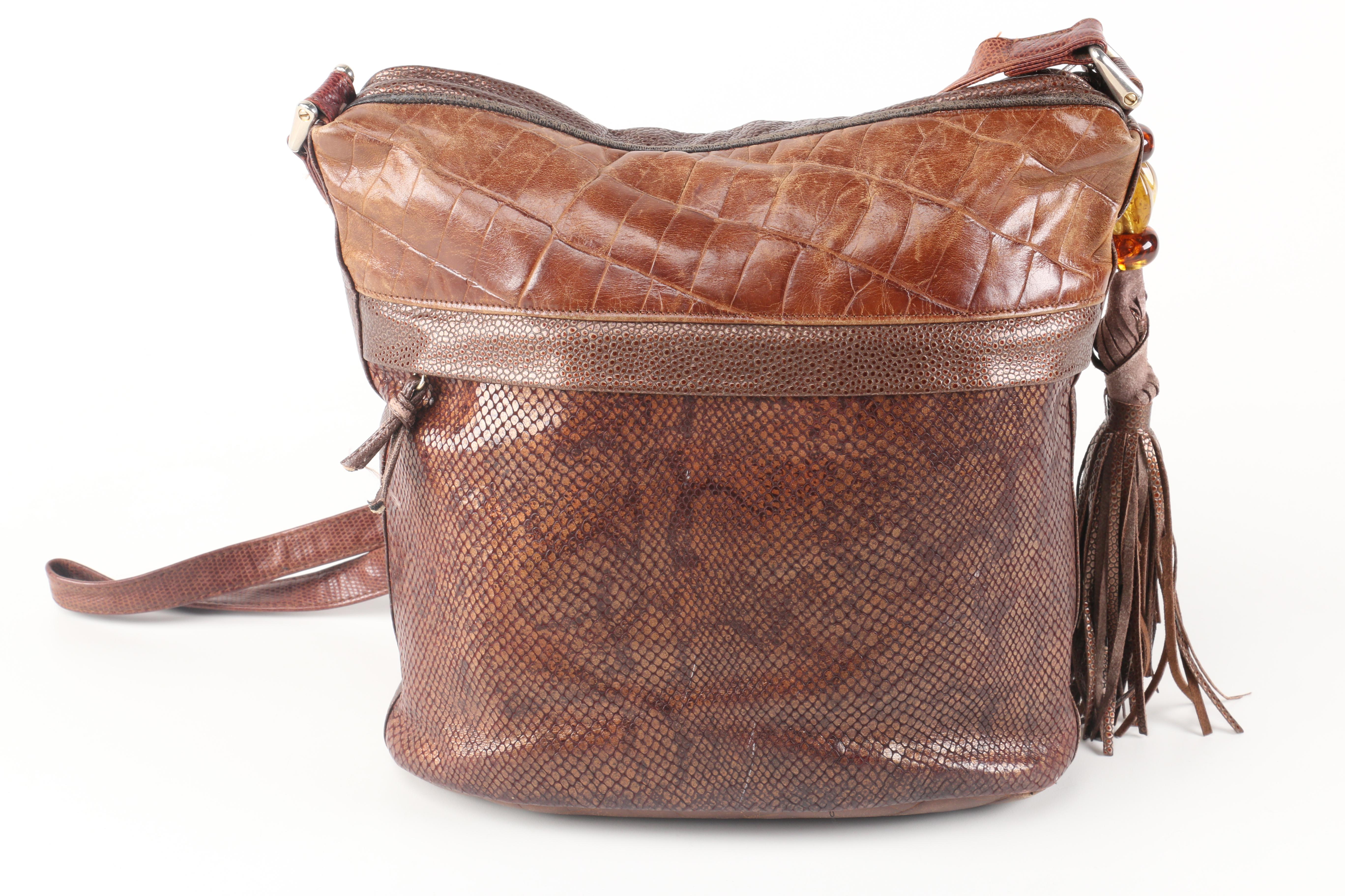 Sharif Embossed Leather Shoulder Bag
