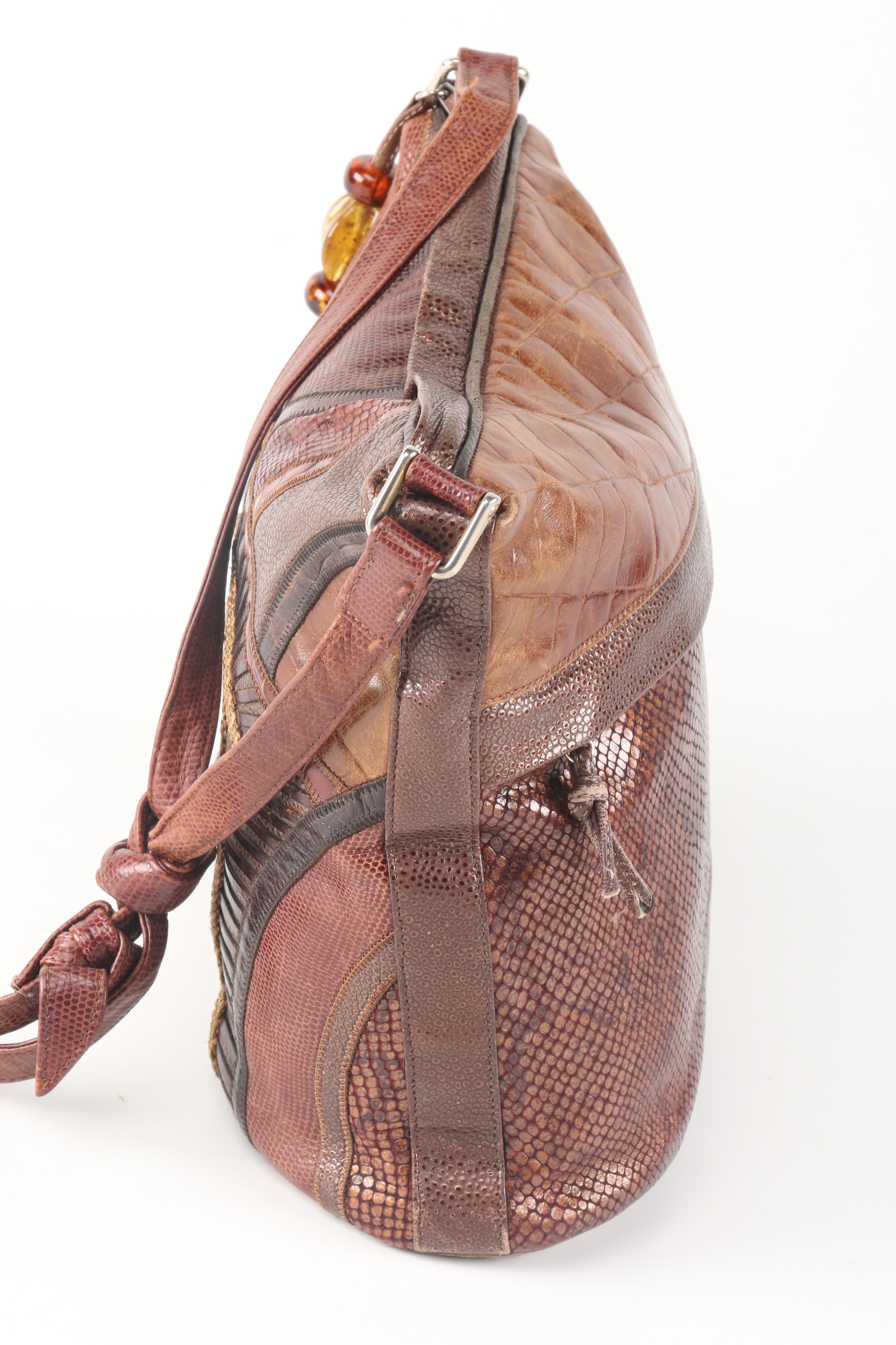 Sharif Embossed Leather Shoulder Bag