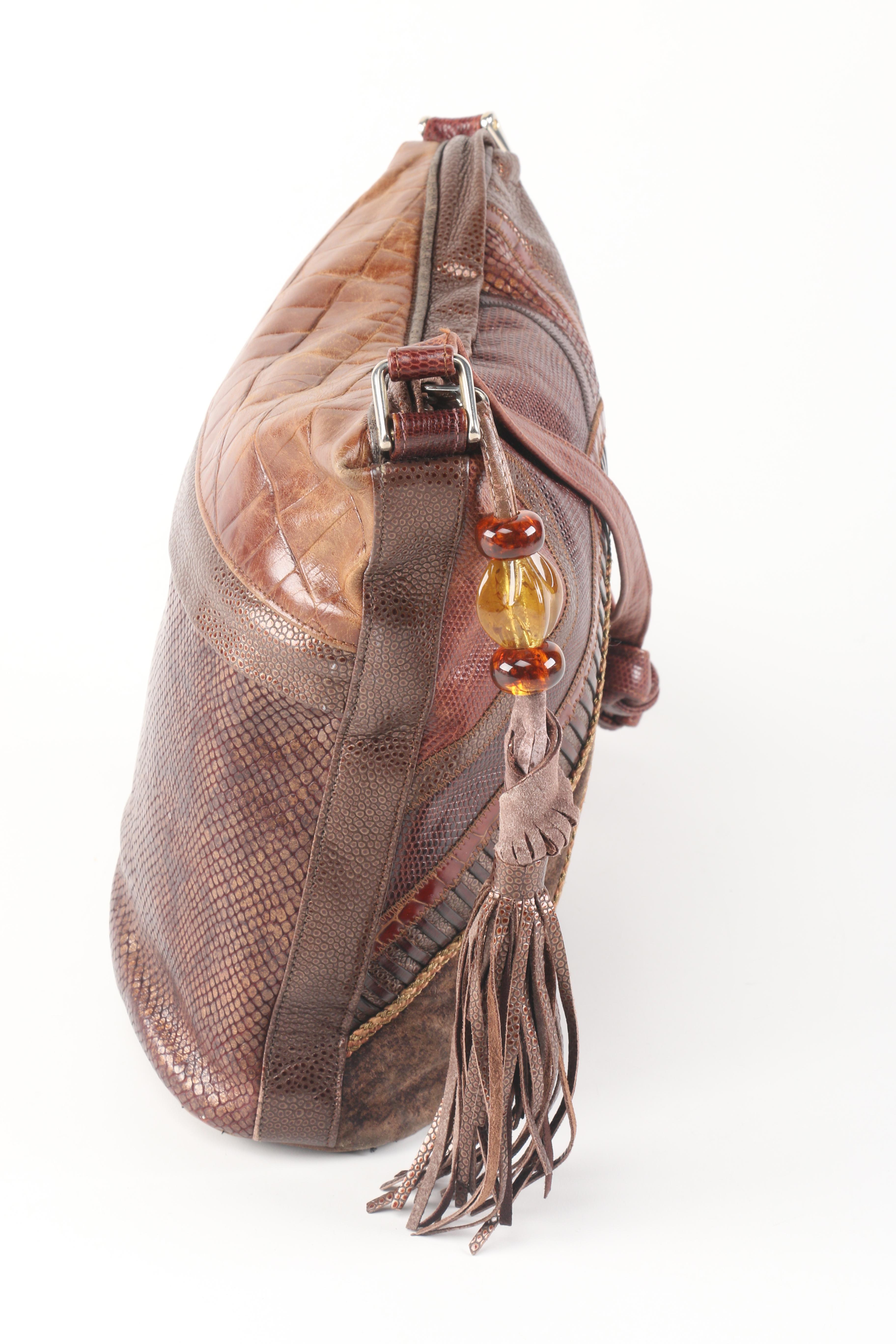 Sharif Embossed Leather Shoulder Bag