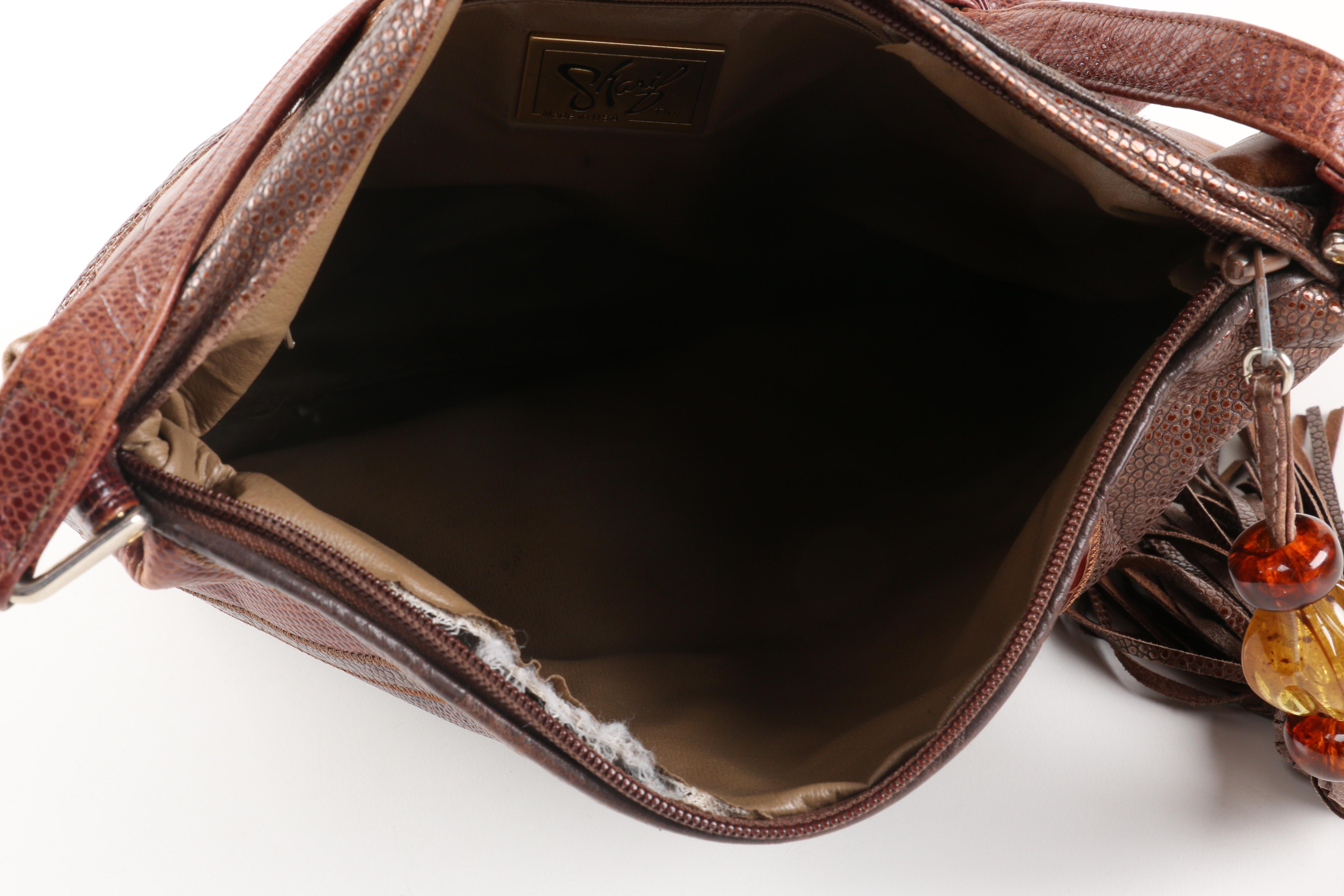 Sharif Embossed Leather Shoulder Bag