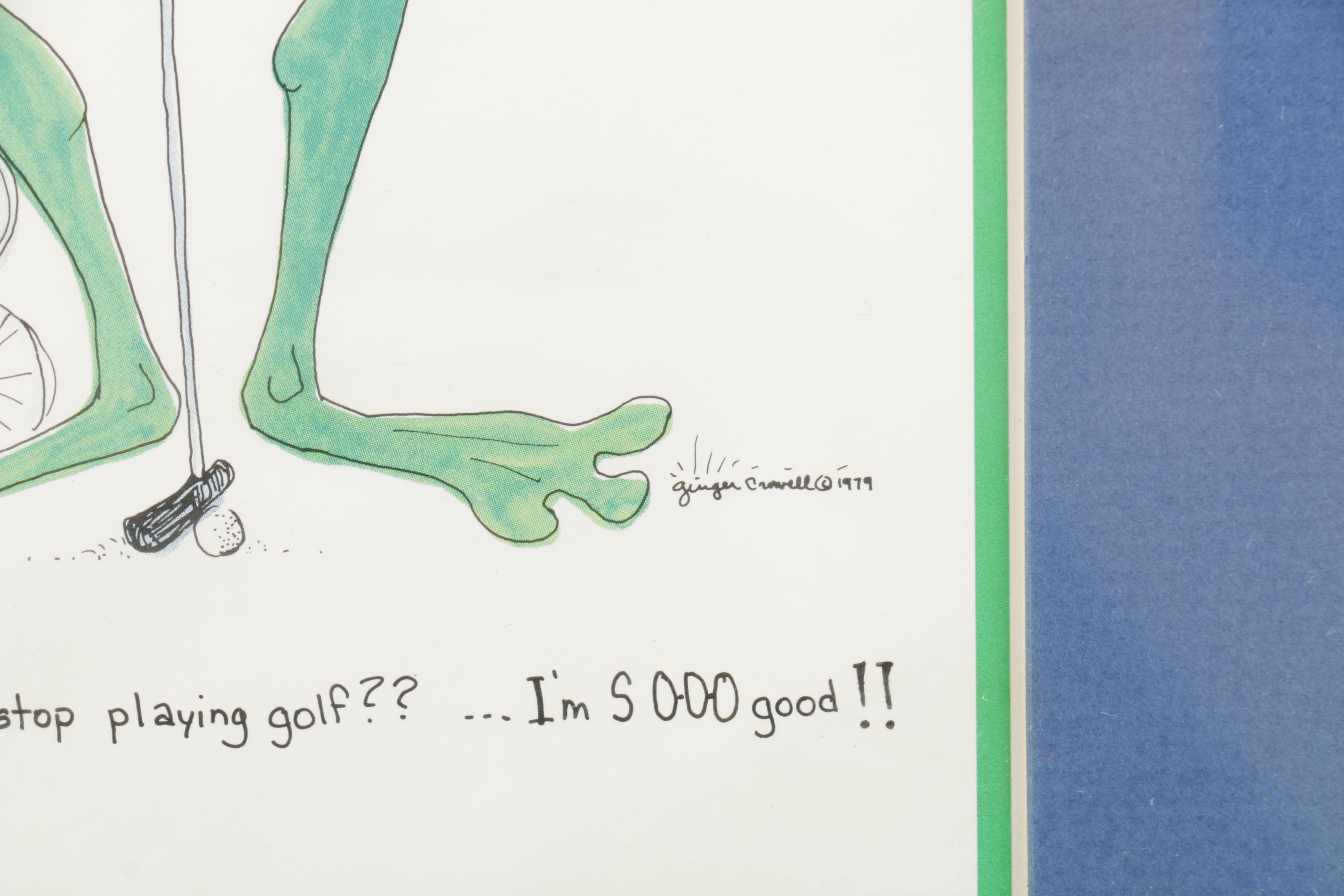 After Ginger Crowell Offset Lithograph "Frog" Cartoon