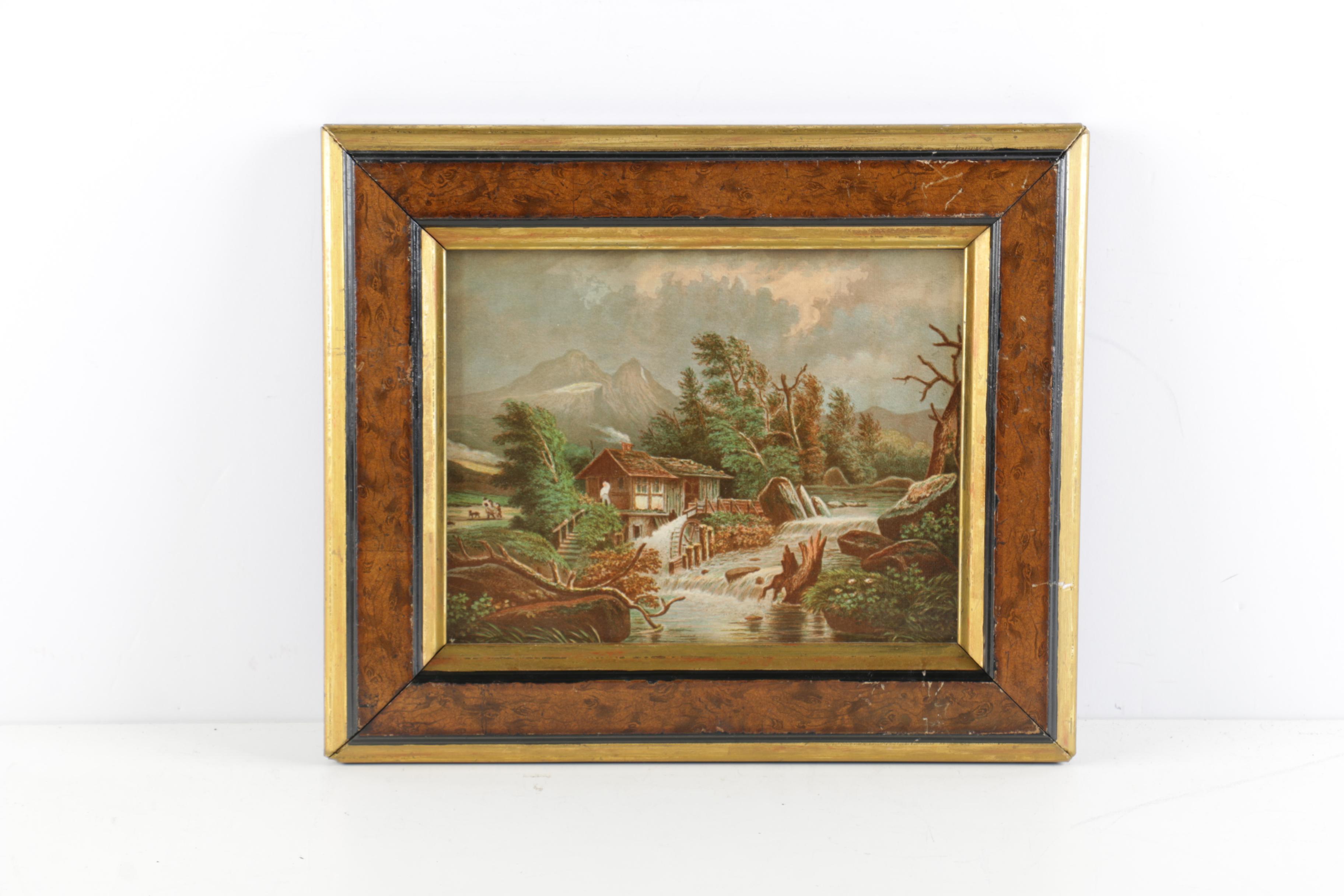 Pair of Chromolithographs of Streams Through the Mountains