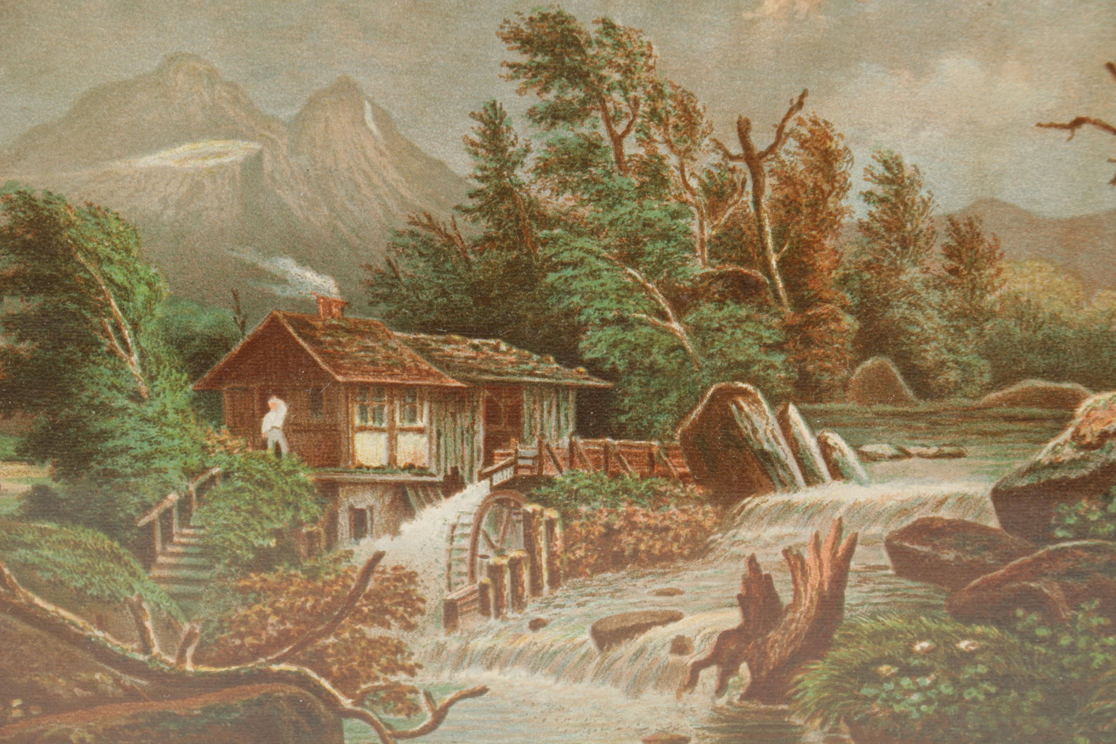 Pair of Chromolithographs of Streams Through the Mountains