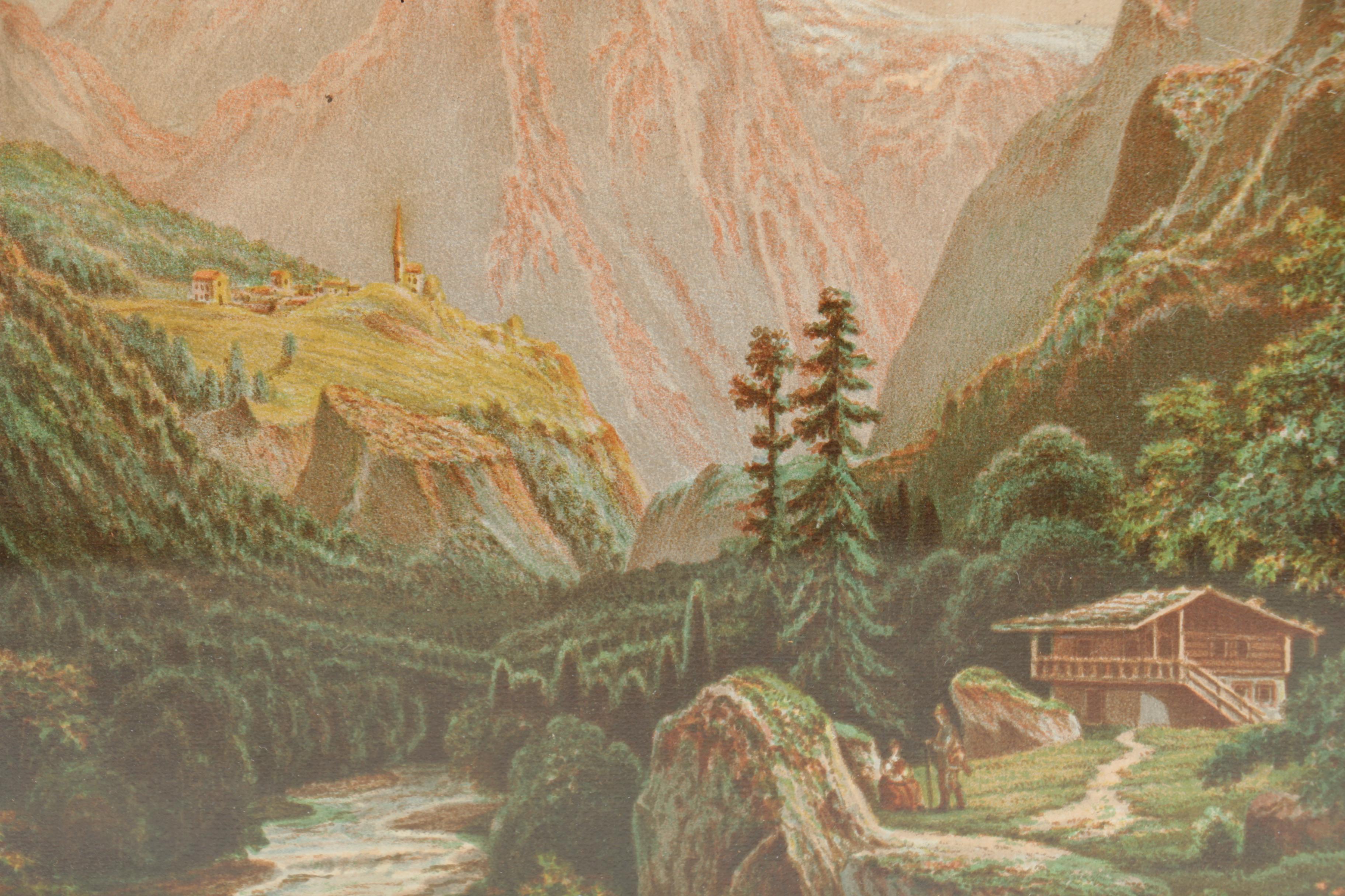 Pair of Chromolithographs of Streams Through the Mountains