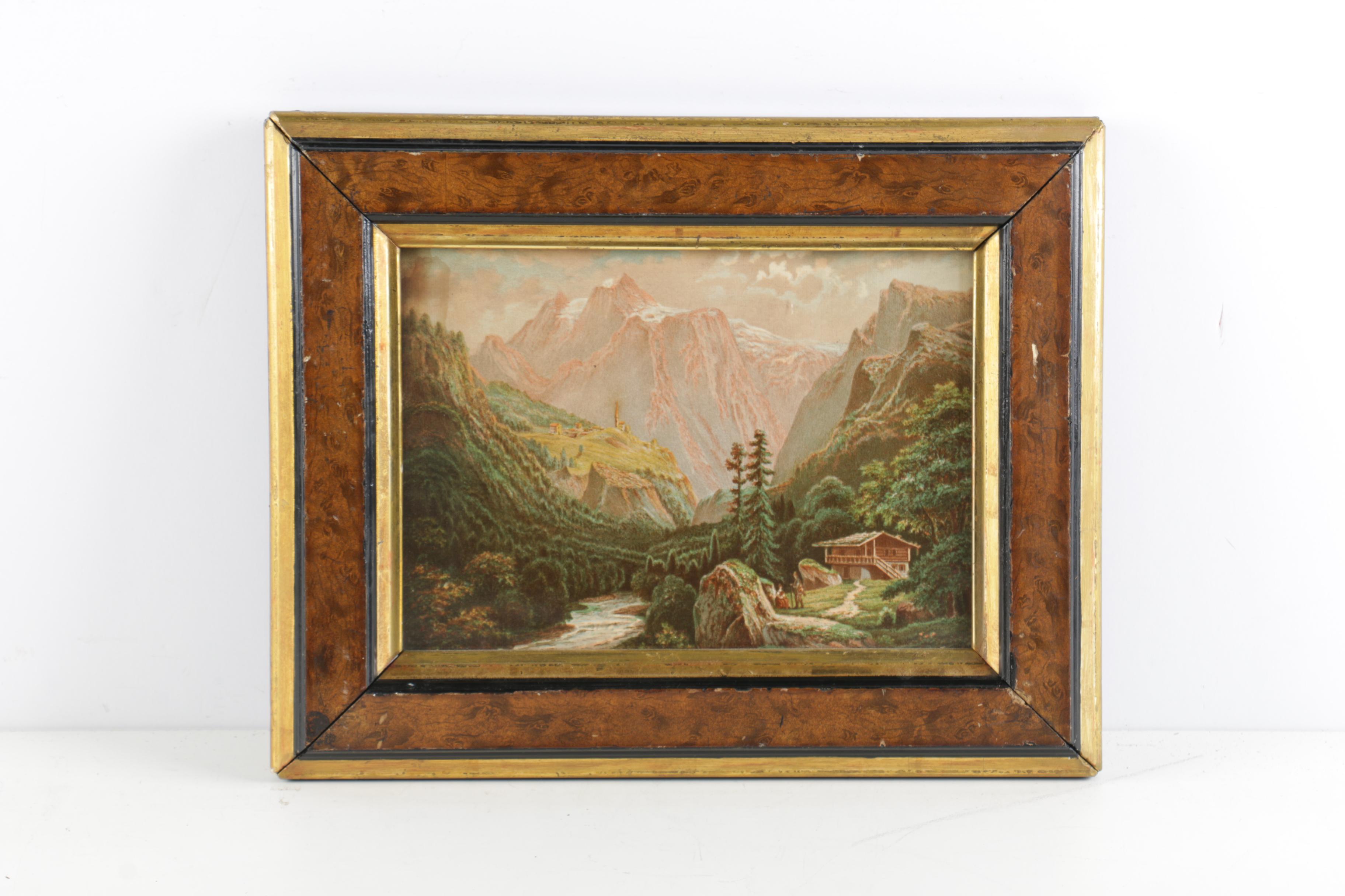 Pair of Chromolithographs of Streams Through the Mountains