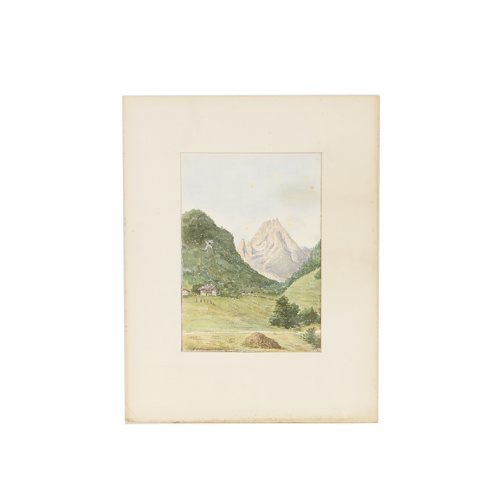 Early 20th-Century Watercolor Painting on Paper of Landscape