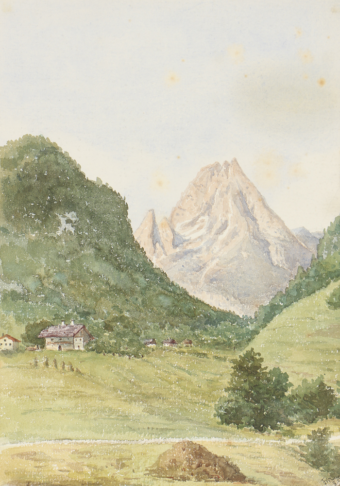 Early 20th-Century Watercolor Painting on Paper of Landscape