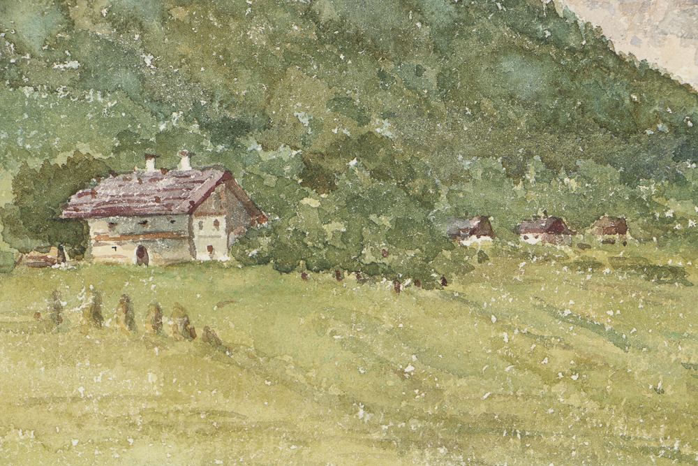Early 20th-Century Watercolor Painting on Paper of Landscape
