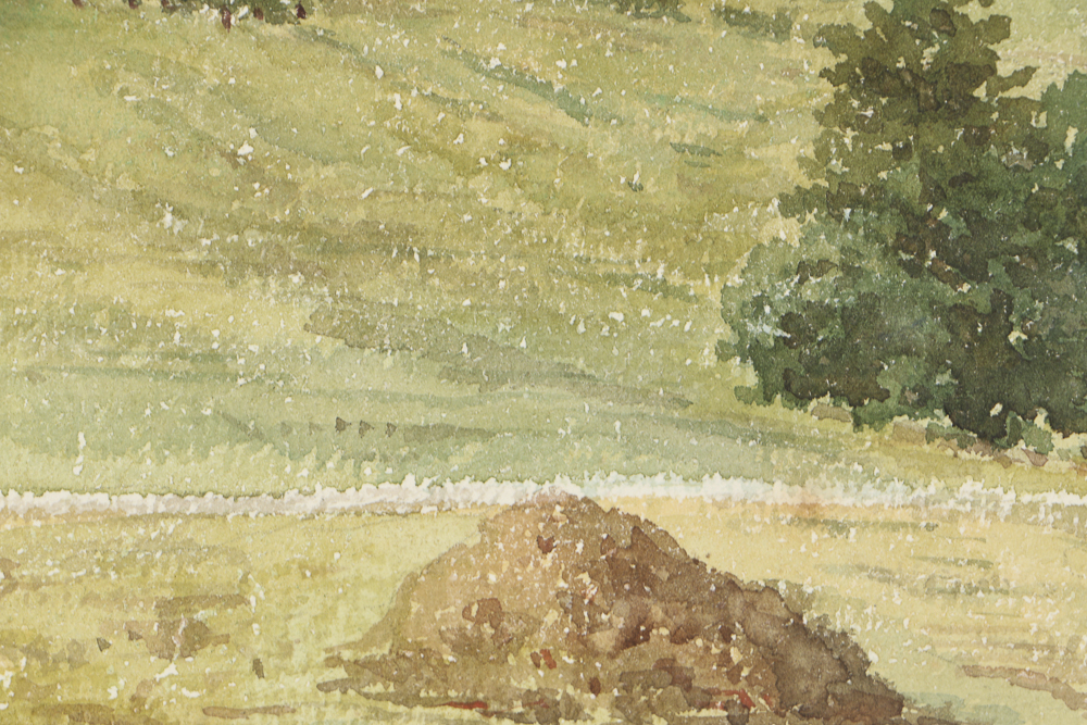 Early 20th-Century Watercolor Painting on Paper of Landscape