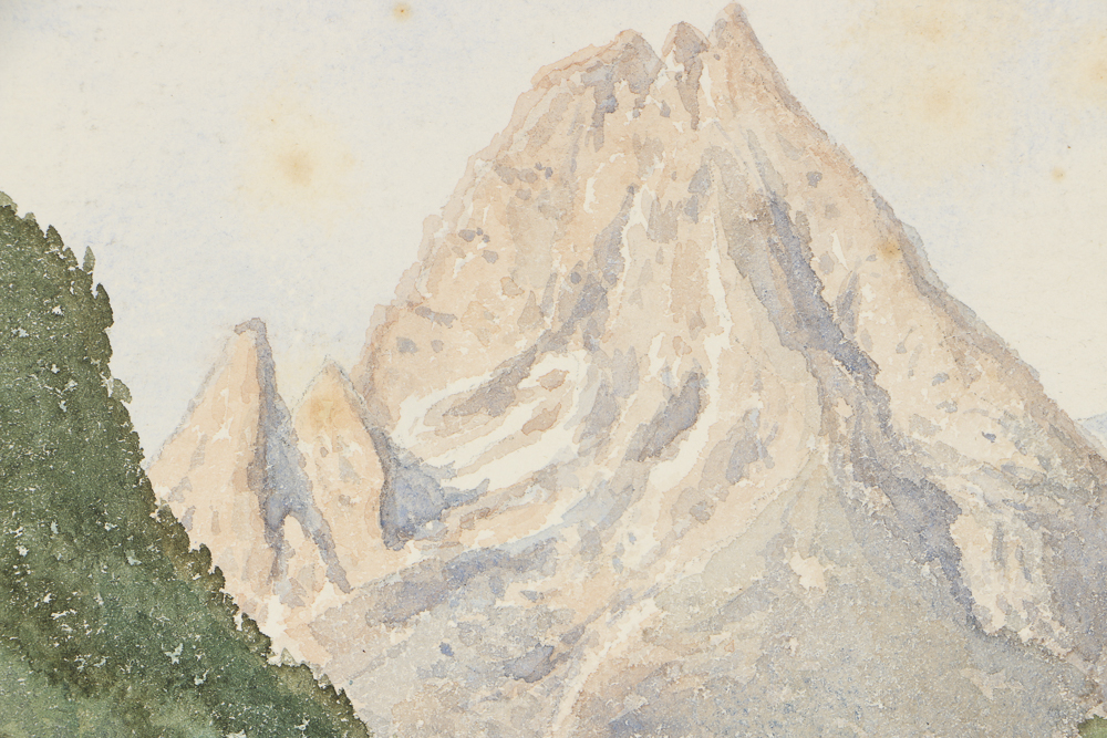 Early 20th-Century Watercolor Painting on Paper of Landscape