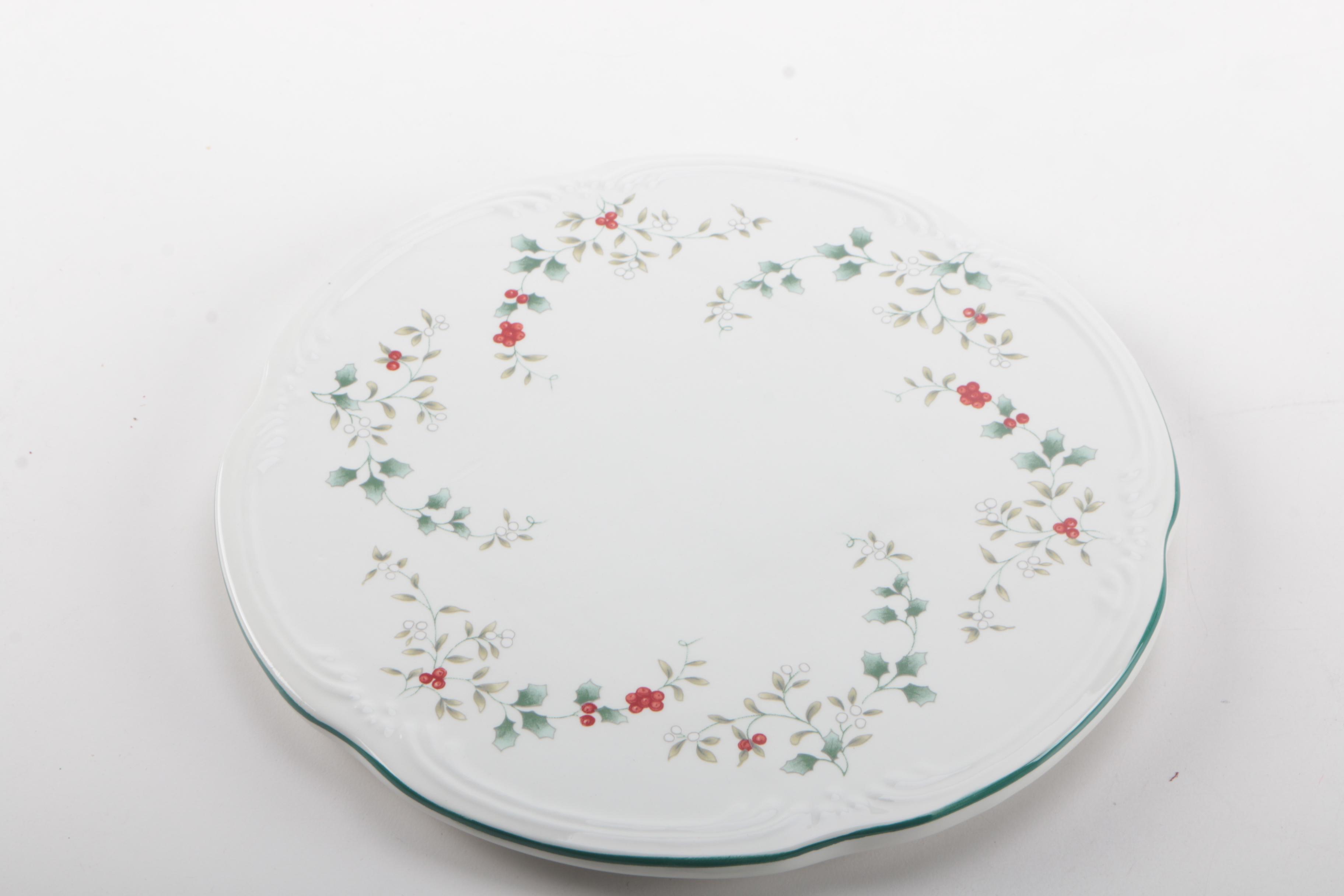 Glass Compote Bowl With Pfaltzgraff Plate and Knife