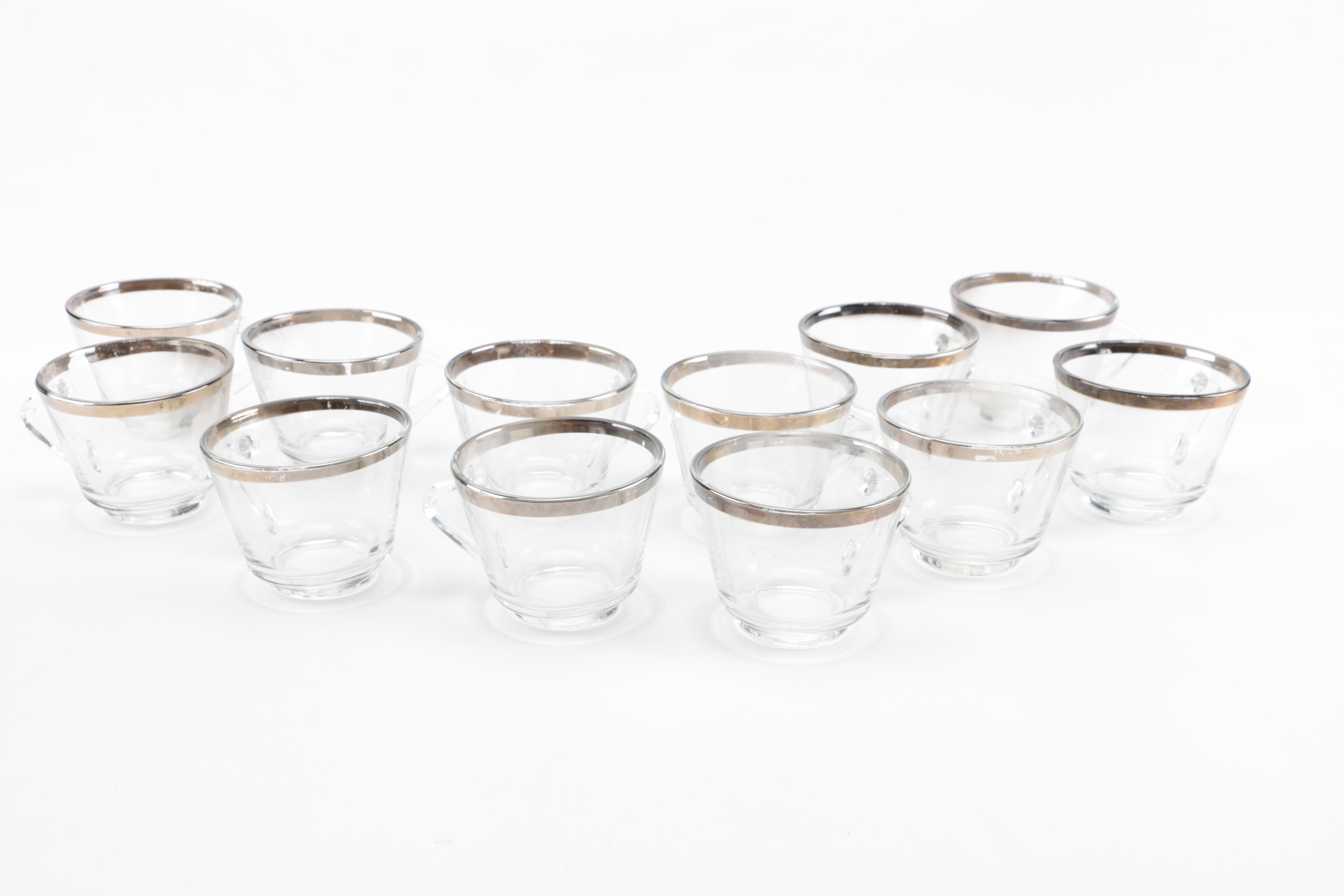 Tinted Glass Punch Bowl Set