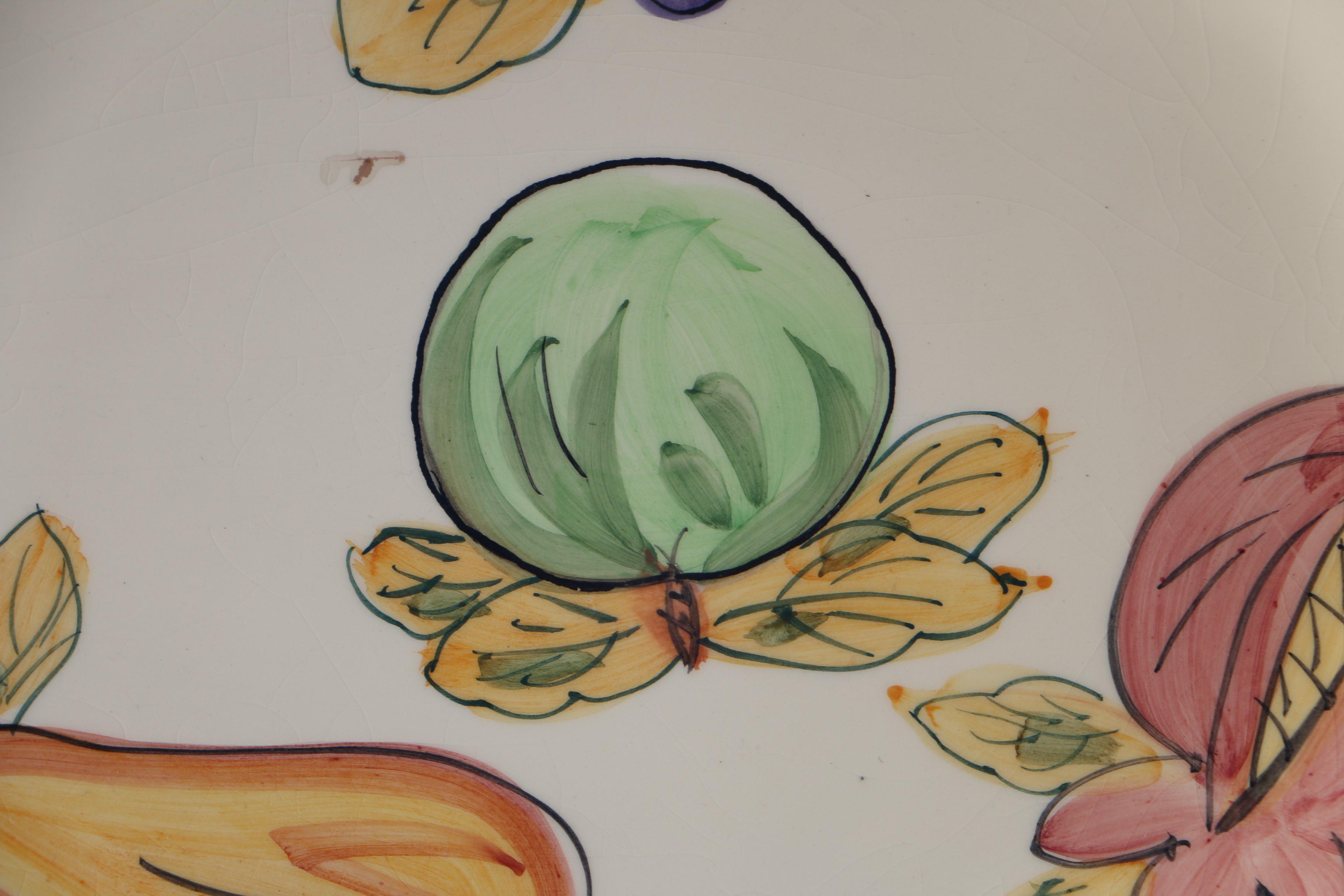 Ceramic Serving Bowl with Fruit Print