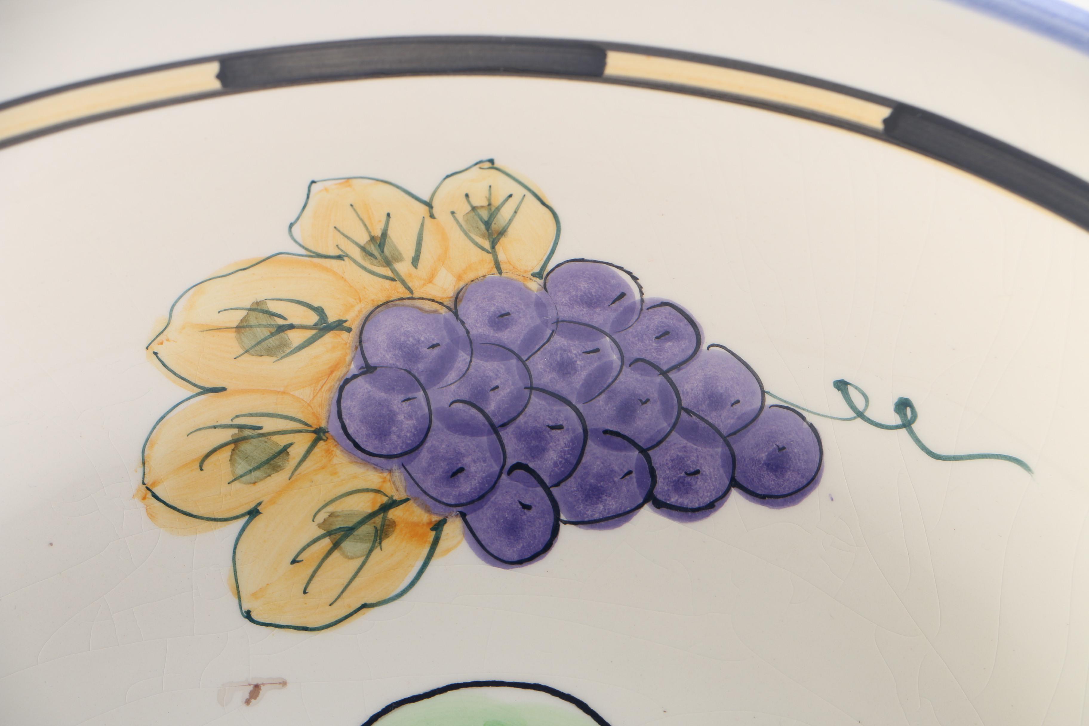 Ceramic Serving Bowl with Fruit Print