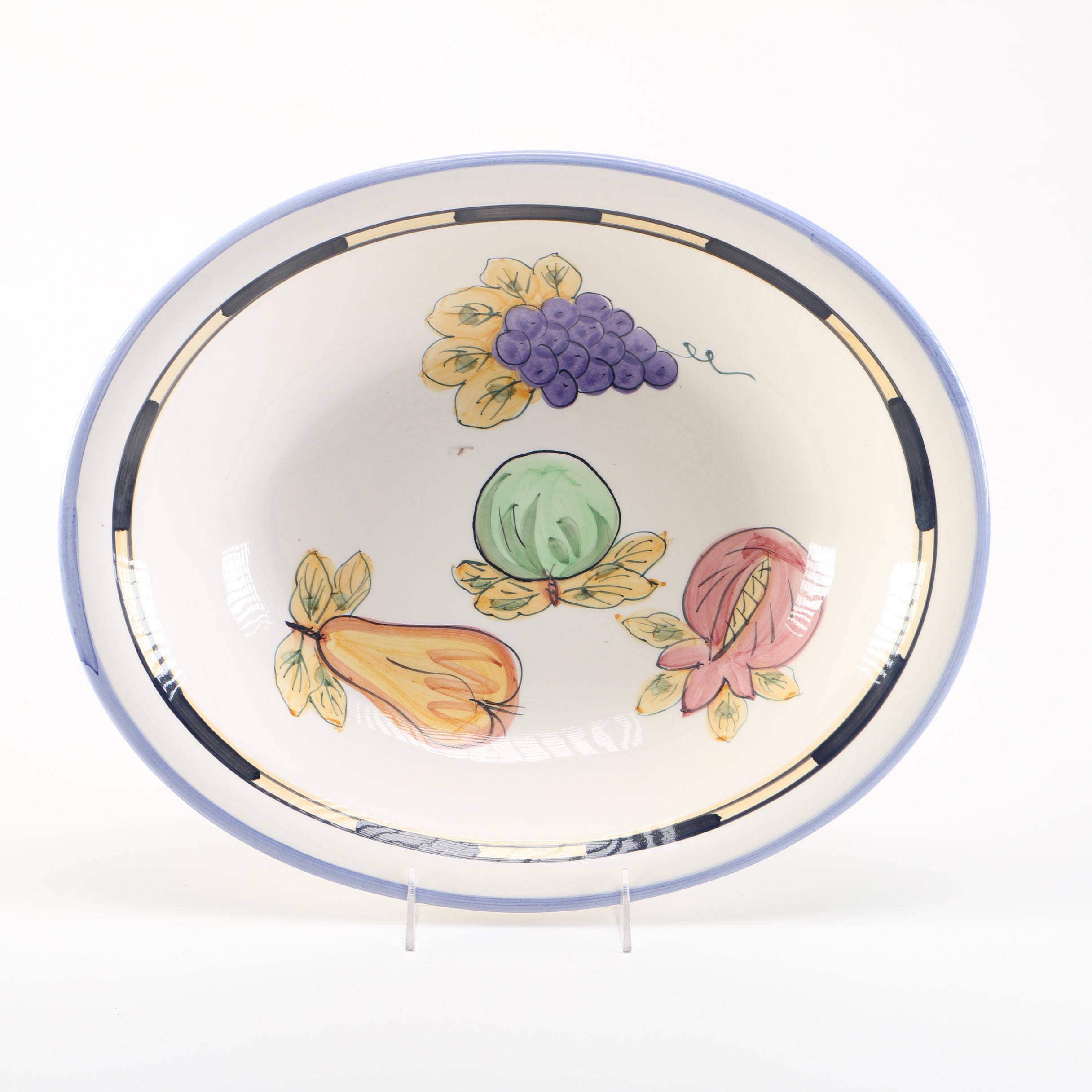 Ceramic Serving Bowl with Fruit Print