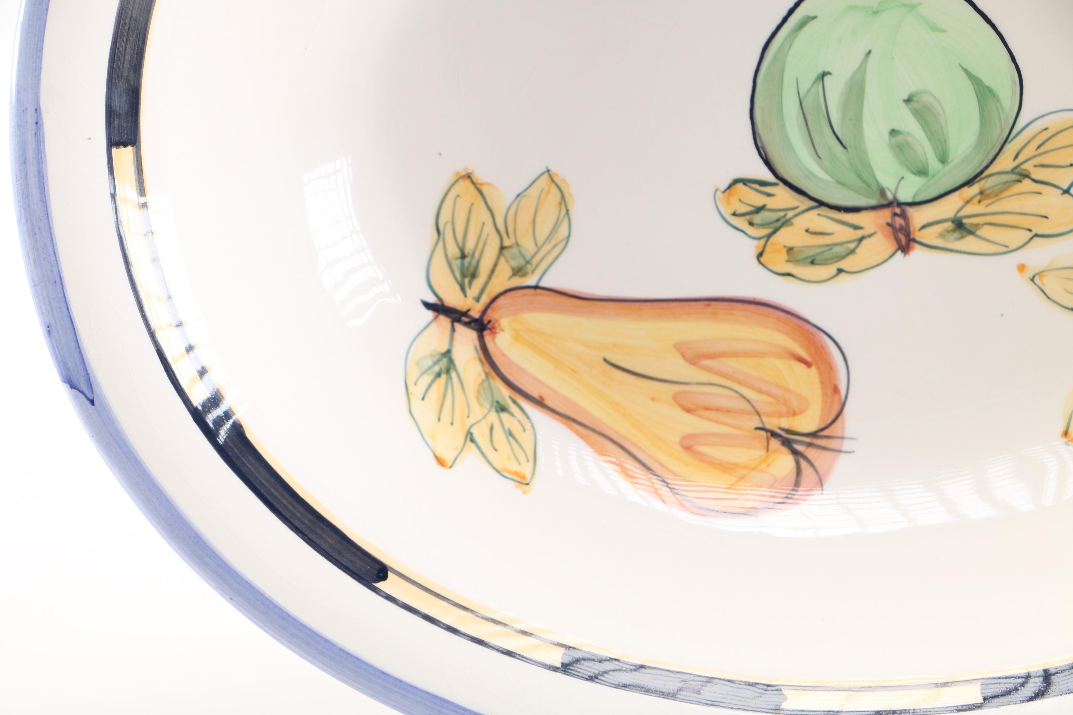 Ceramic Serving Bowl with Fruit Print