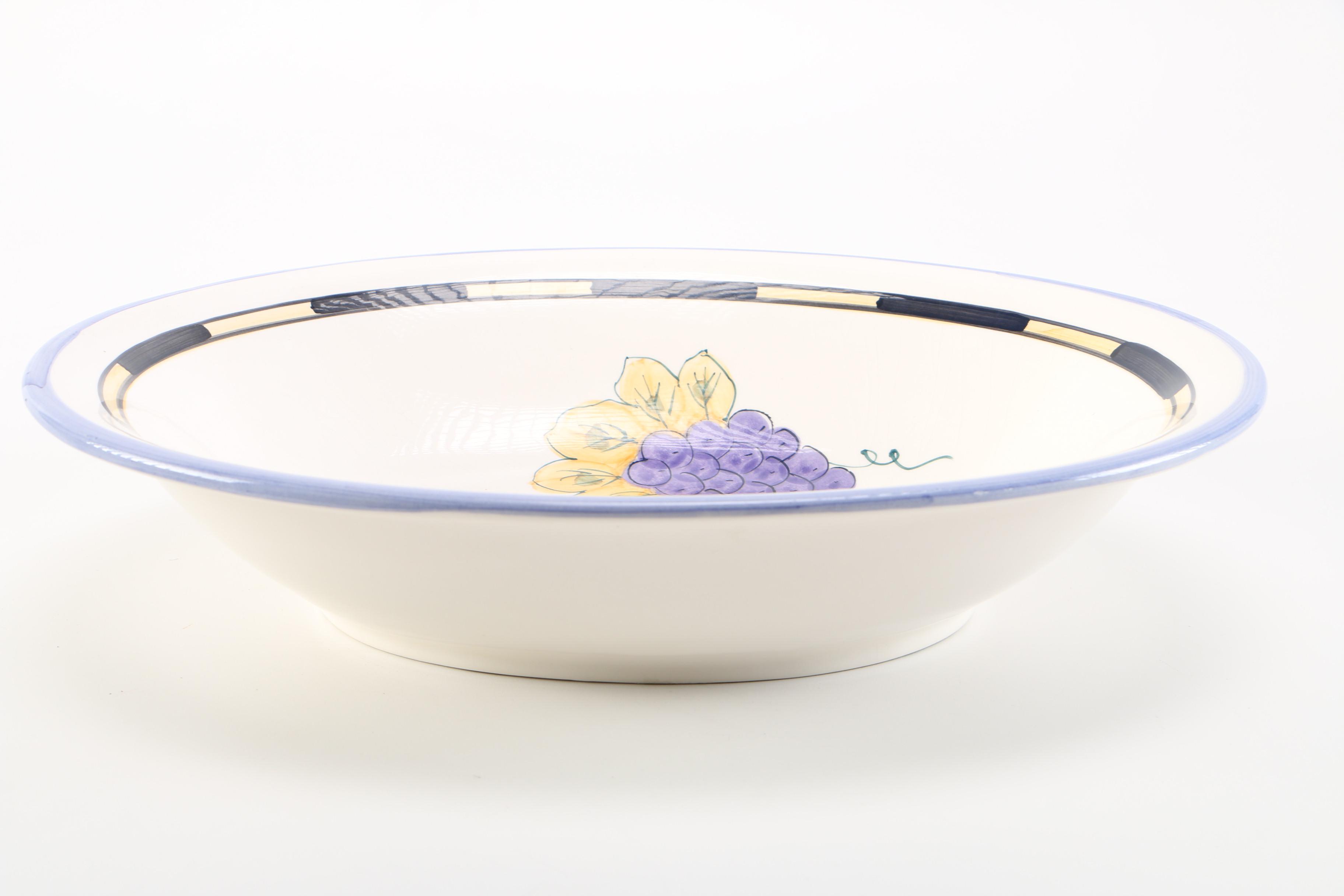 Ceramic Serving Bowl with Fruit Print