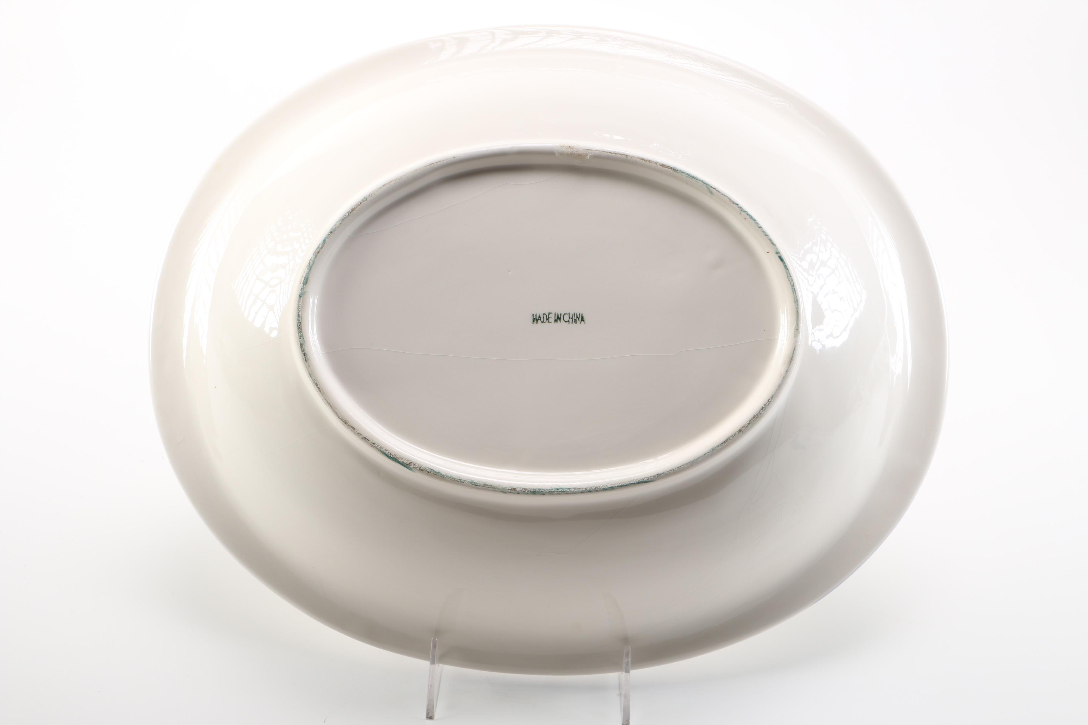 Ceramic Serving Bowl with Fruit Print