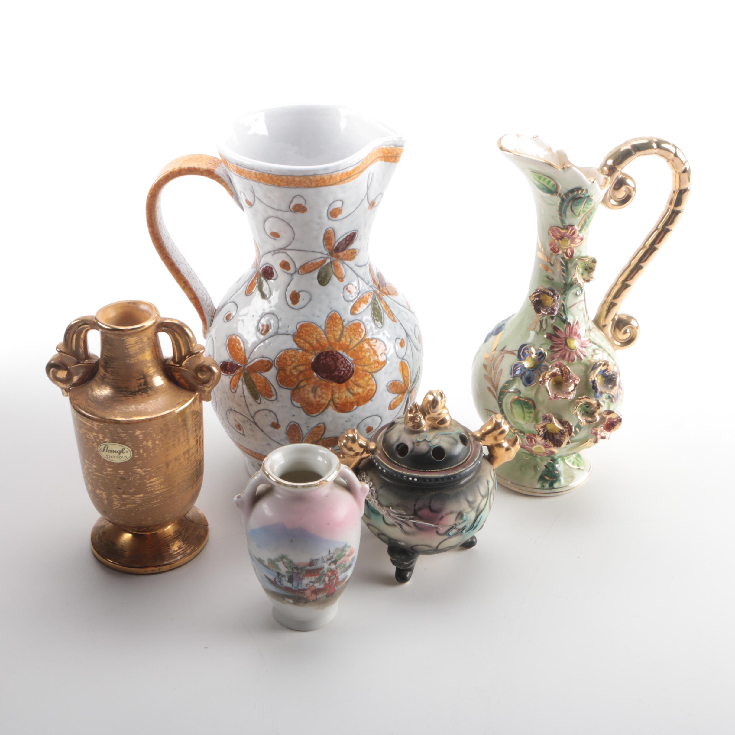 Collection of Floral Vases, Urns and Pitchers Including Stangl