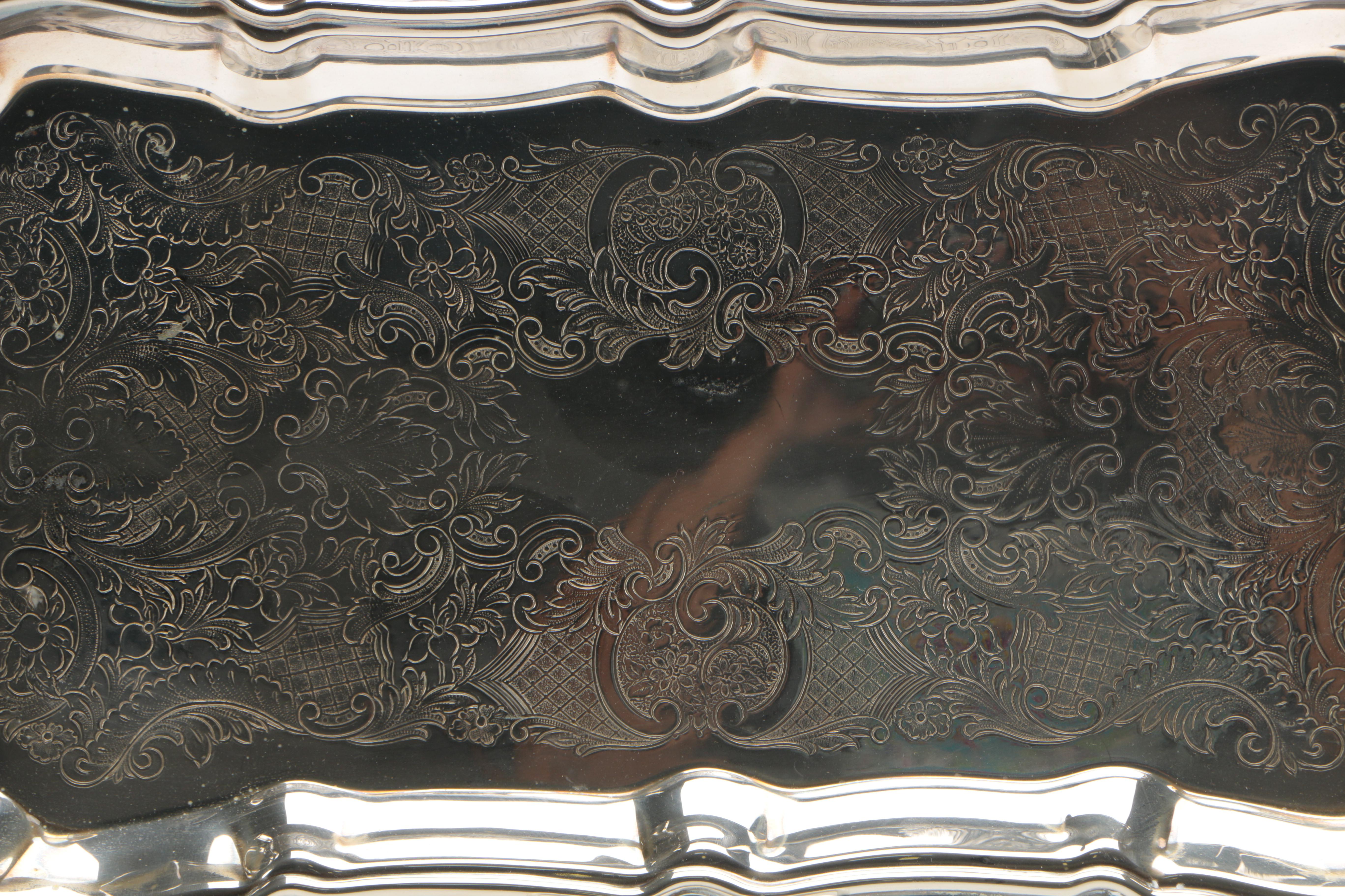 Eight Silver Plate Goblets and a Silver Plate Serving Tray