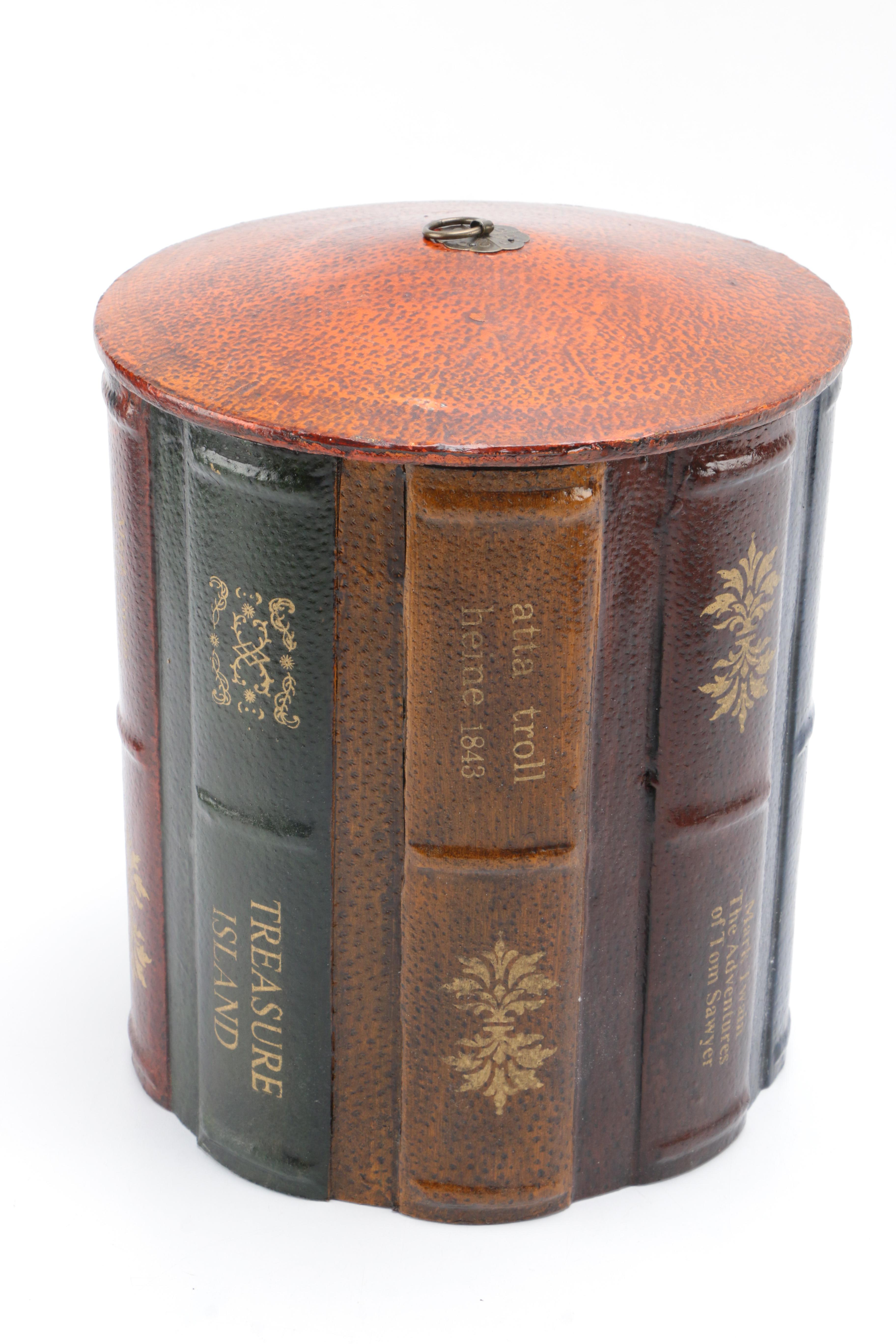 Wooden Bookends, Clock and Canister