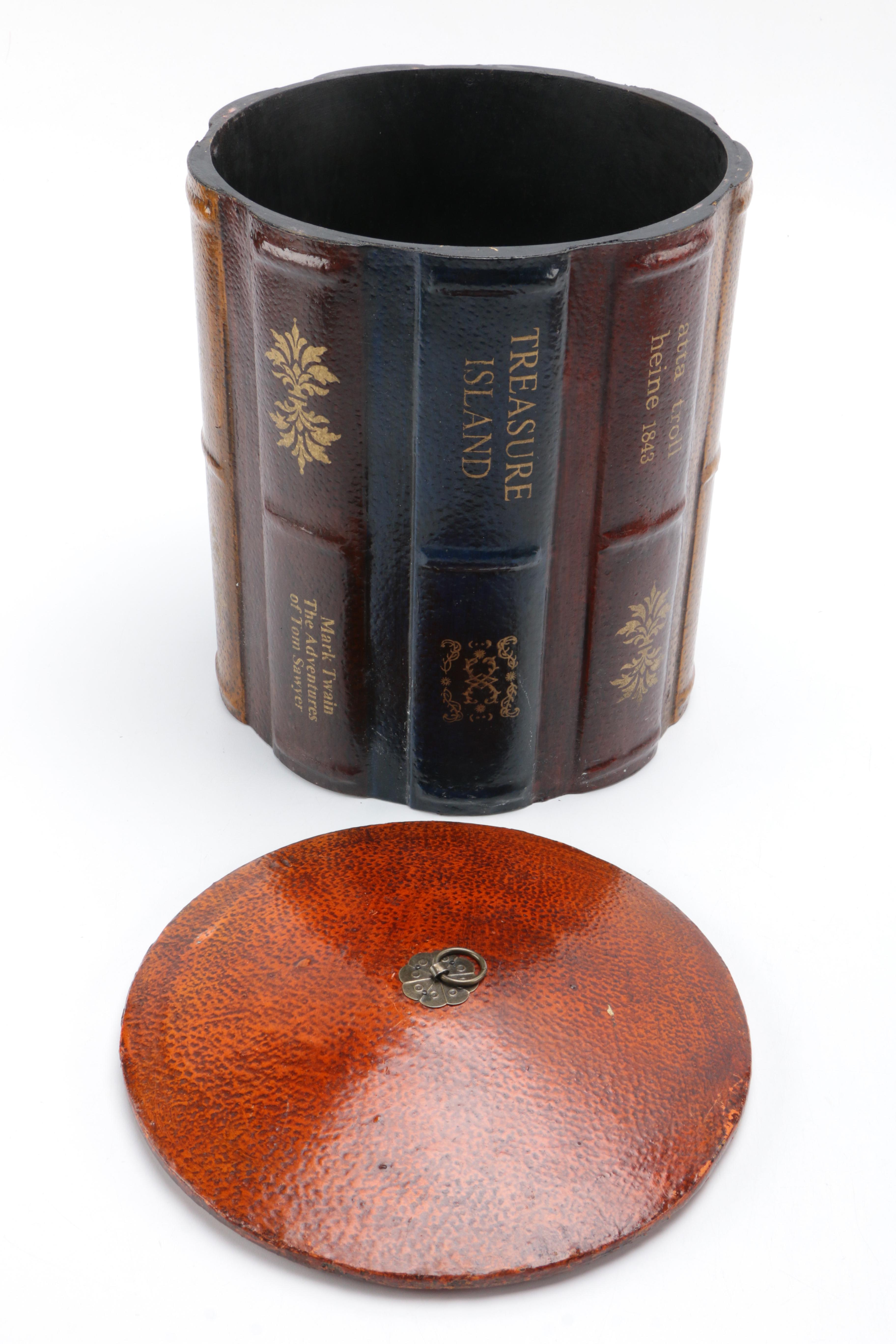 Wooden Bookends, Clock and Canister