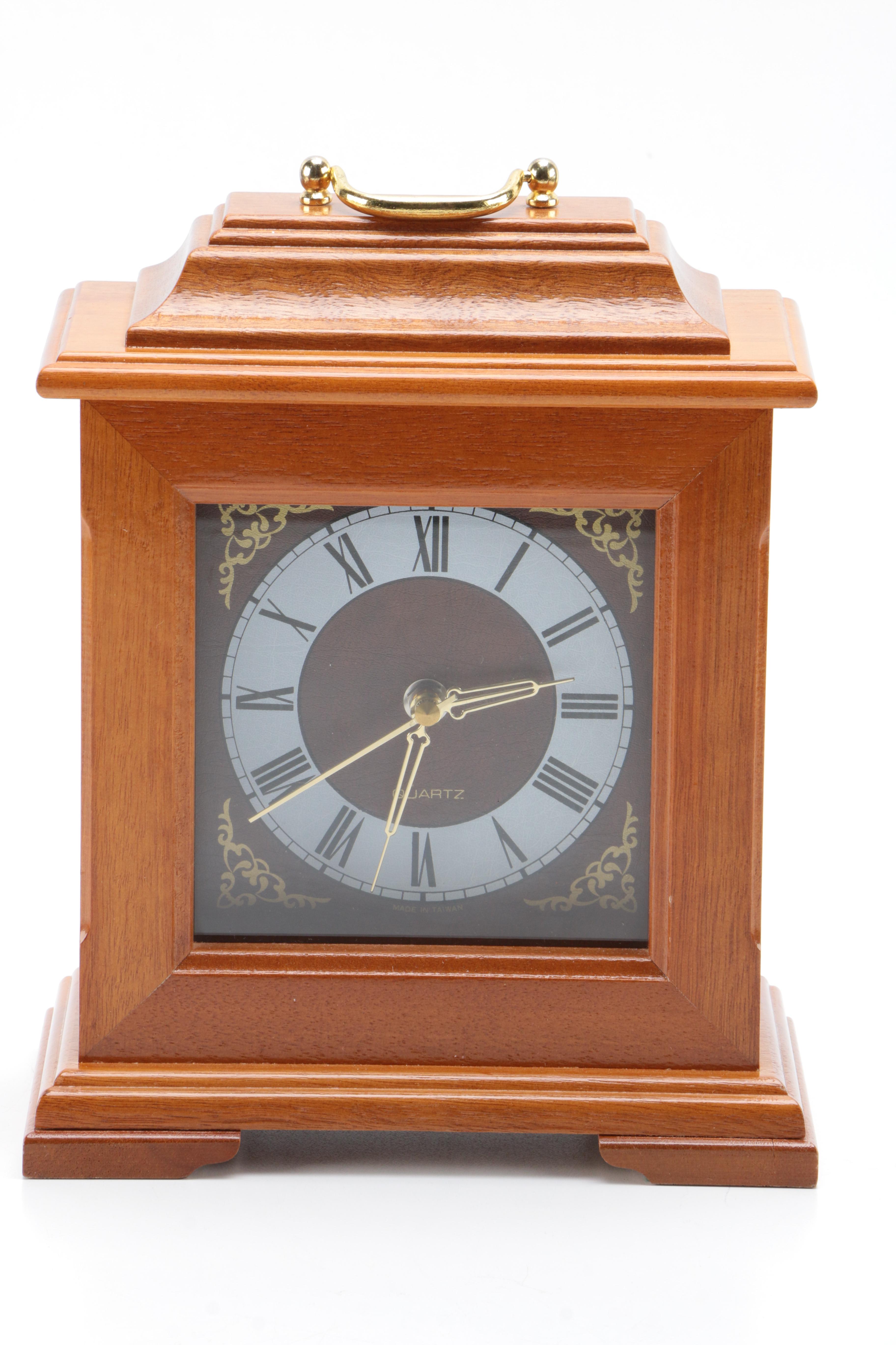 Wooden Bookends, Clock and Canister