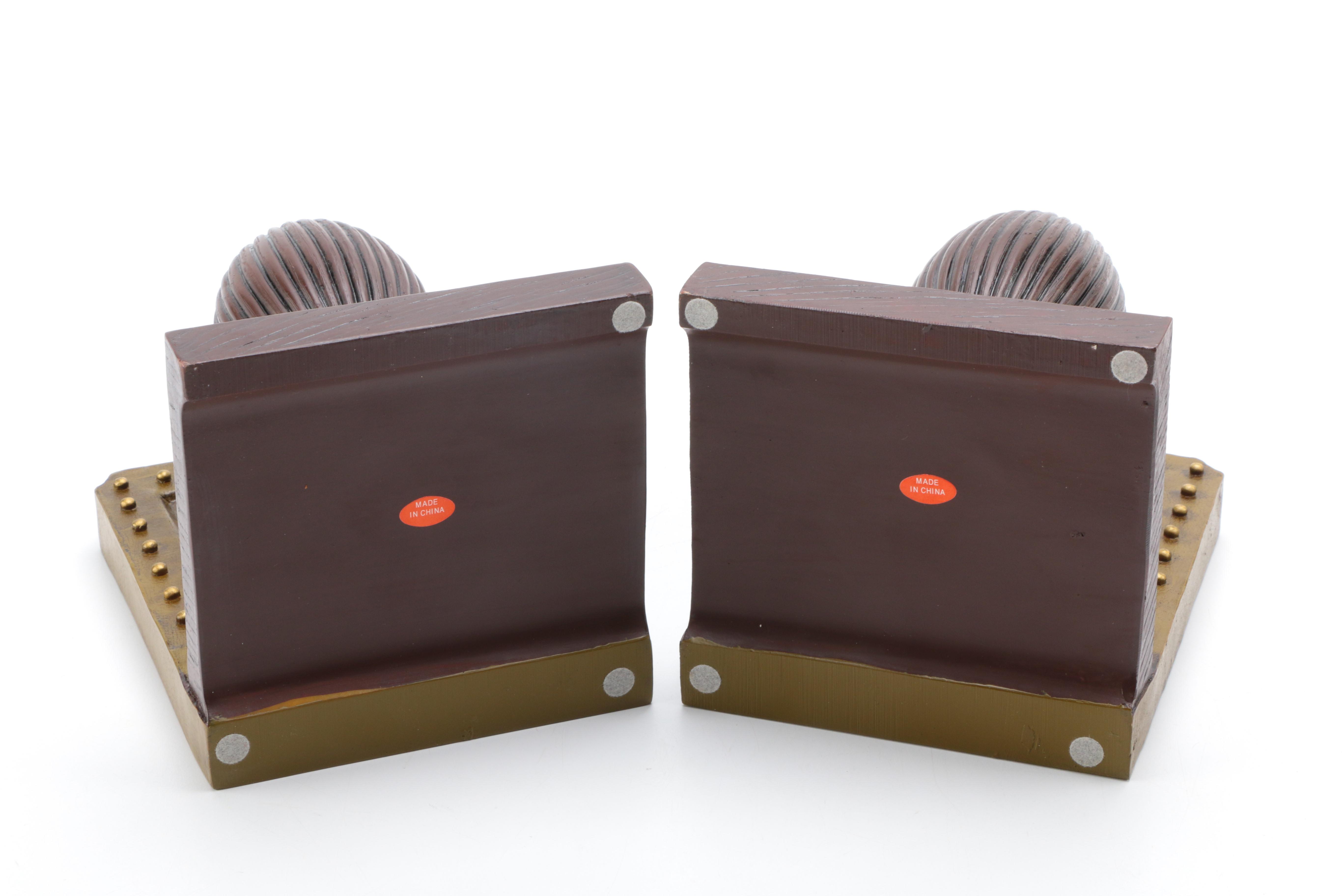 Wooden Bookends, Clock and Canister