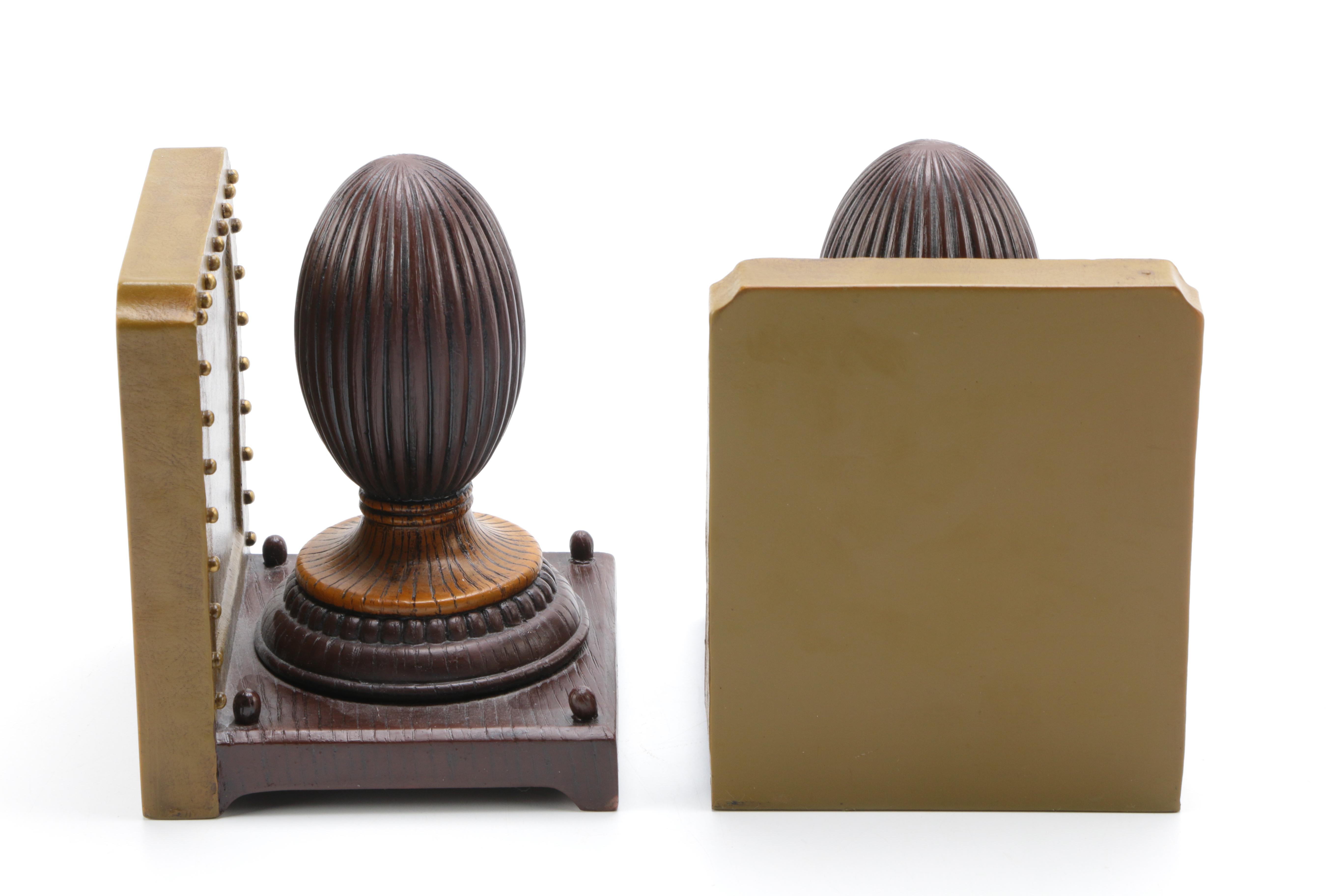 Wooden Bookends, Clock and Canister