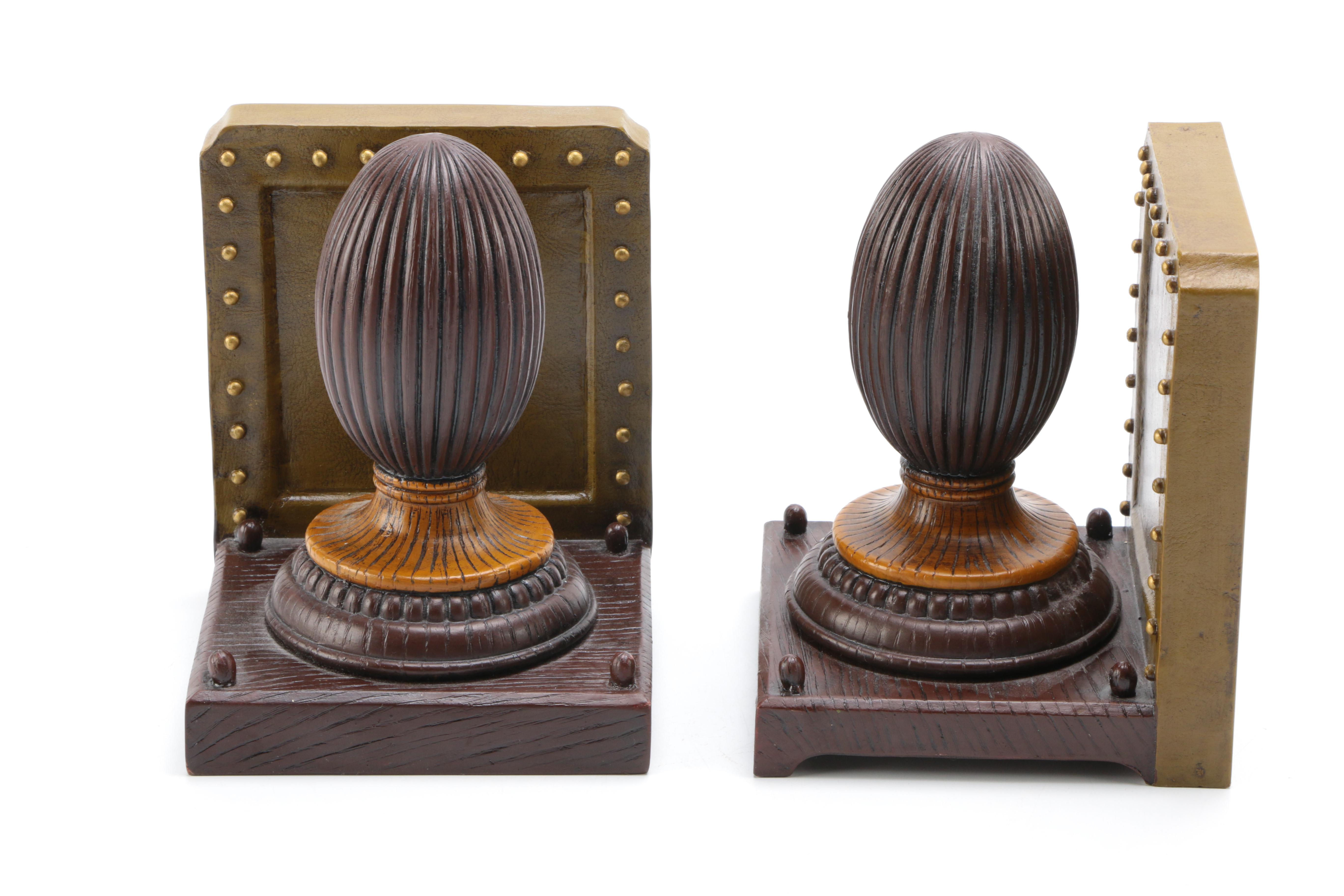 Wooden Bookends, Clock and Canister
